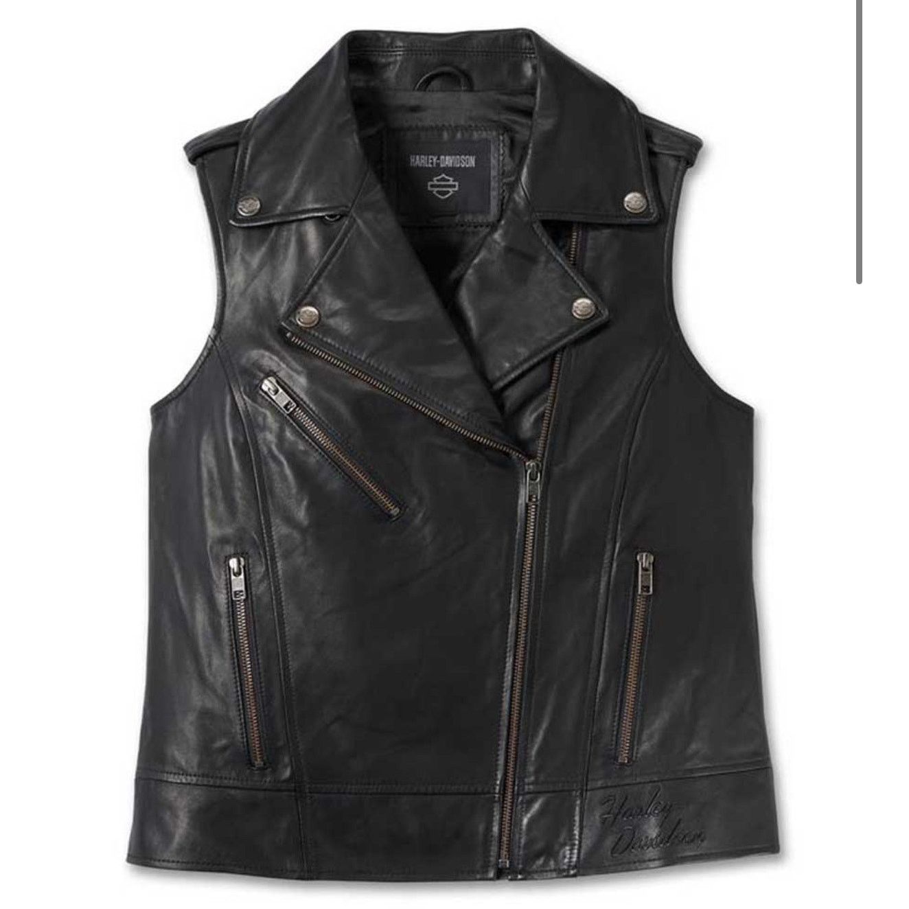 HARLEY-DAVIDSON WOMEN'S LEATHER VEST MEDIUM BLACK 98024-23VW