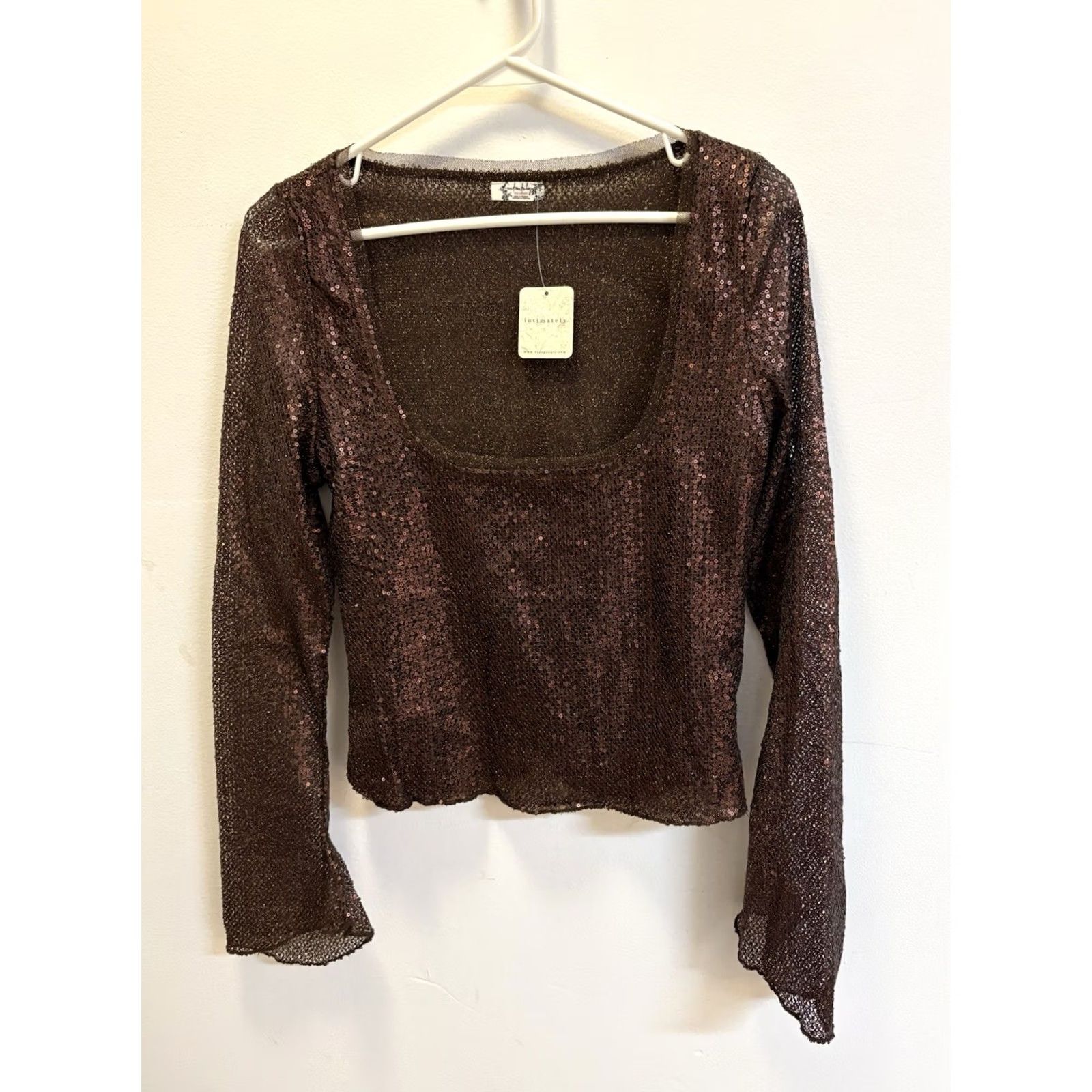 Free People Free People Intimately Sequined Top Hot Fudge Chocolate Womens Size L Size L / US 10 / IT 46 - 2 Thumbnail