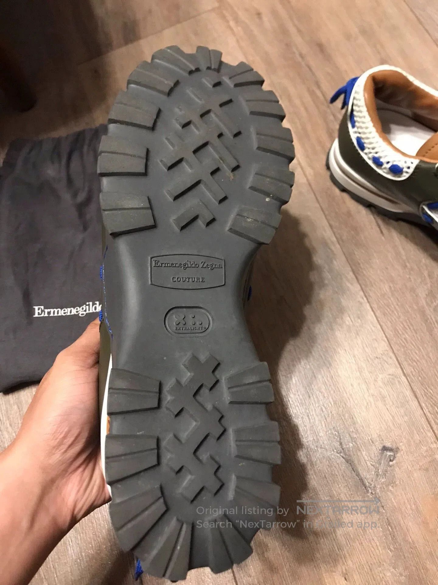 Ermenegildo Zegna Black Low-Top Sneakers with Blue and White Accents. Size US 11 / EU 44 - 6 Thumbnail