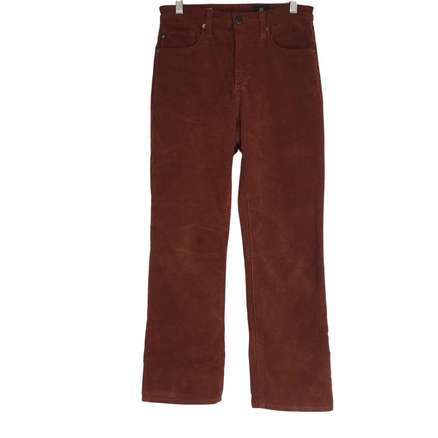 Vintage AG Adriano Goldschmied Rhett High Waisted Straight Corduroy Pants Rust Brown Size 42" / US 20 - 2 Thumbnail