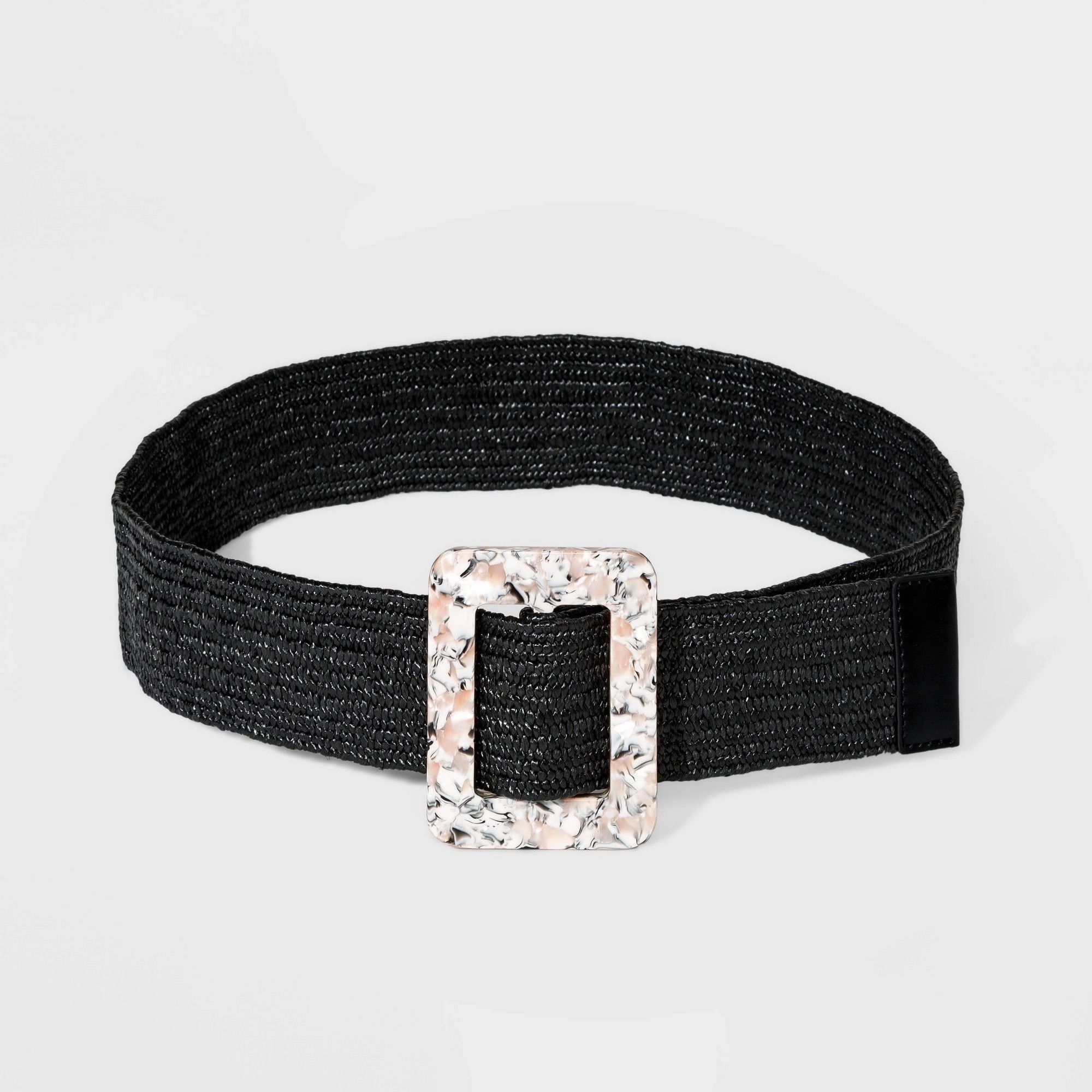 Other Womens Confetti Resin Buckle Stretch Straw Belt - Black/Brow Size ONE SIZE - 3 Thumbnail