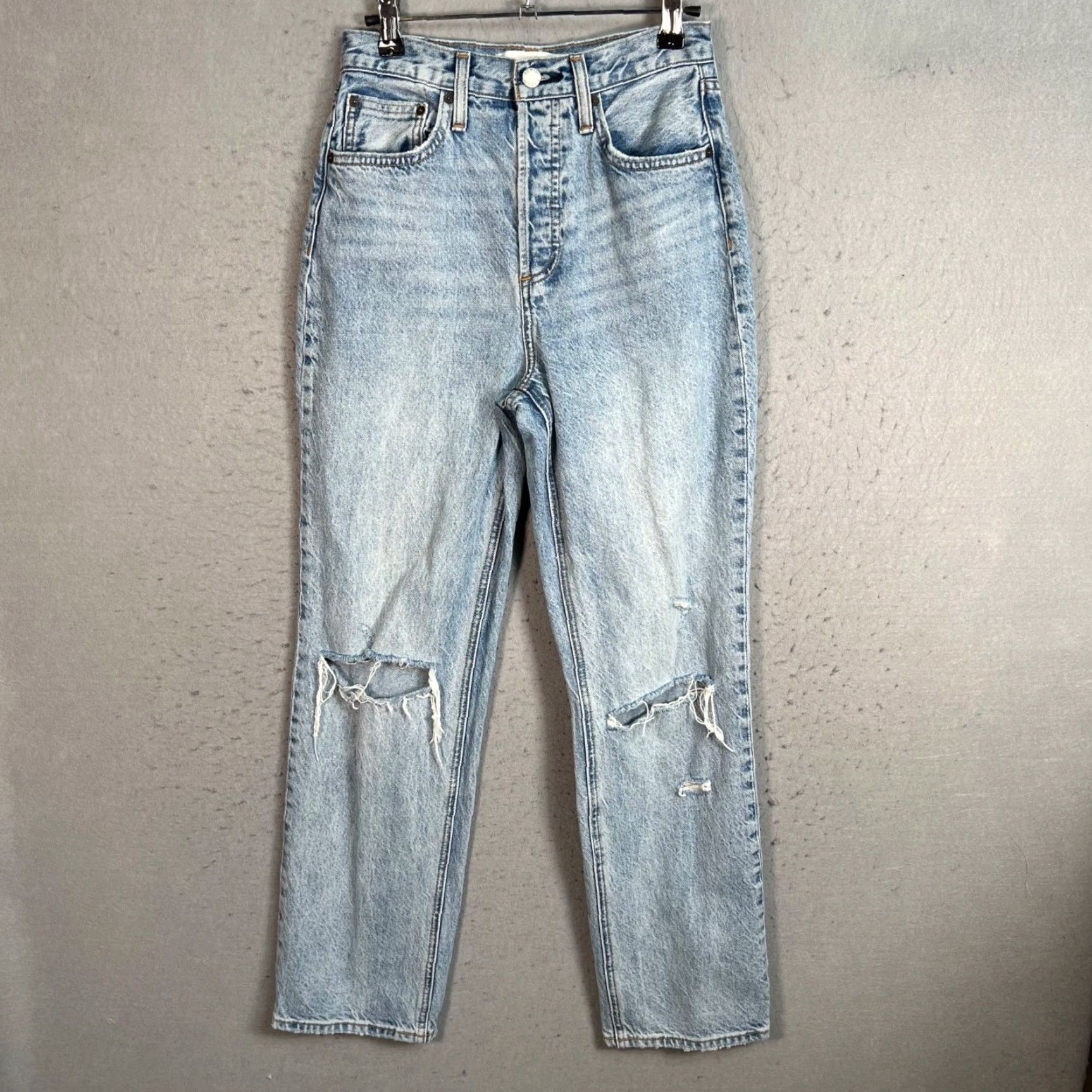 Vintage Denim Forum The Joni Jeans Size 24 High Rise Light Wash Distressed Womens Size 42" / US 20 - 2 Thumbnail