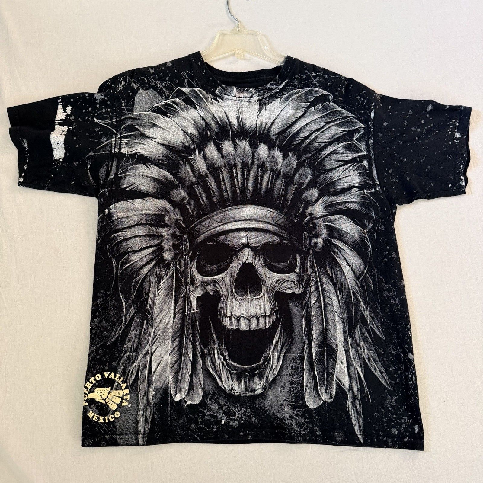 Other Puerto Vallarta Mexico AOP Skull Feather Headdress Tee Goth Size US L / EU 52-54 / 3 - 2 Thumbnail