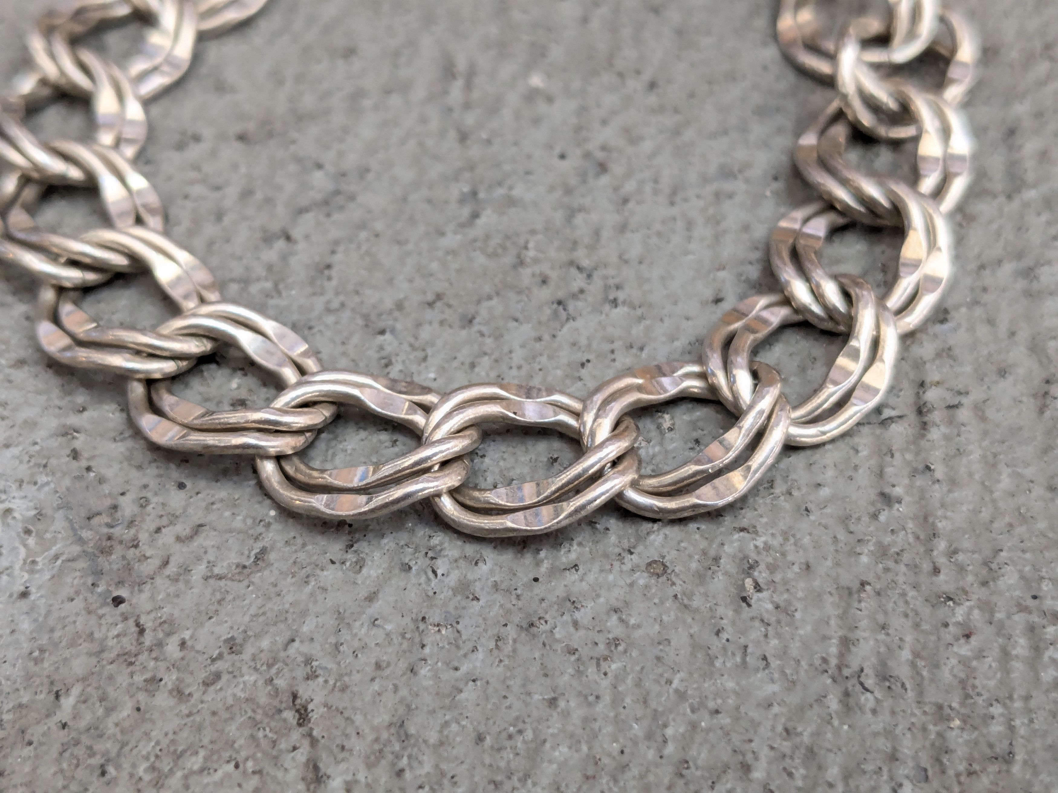 Jewelry Sterling Silver Bracelet Double Curb Charm 7.25" Size ONE SIZE - 5 Thumbnail