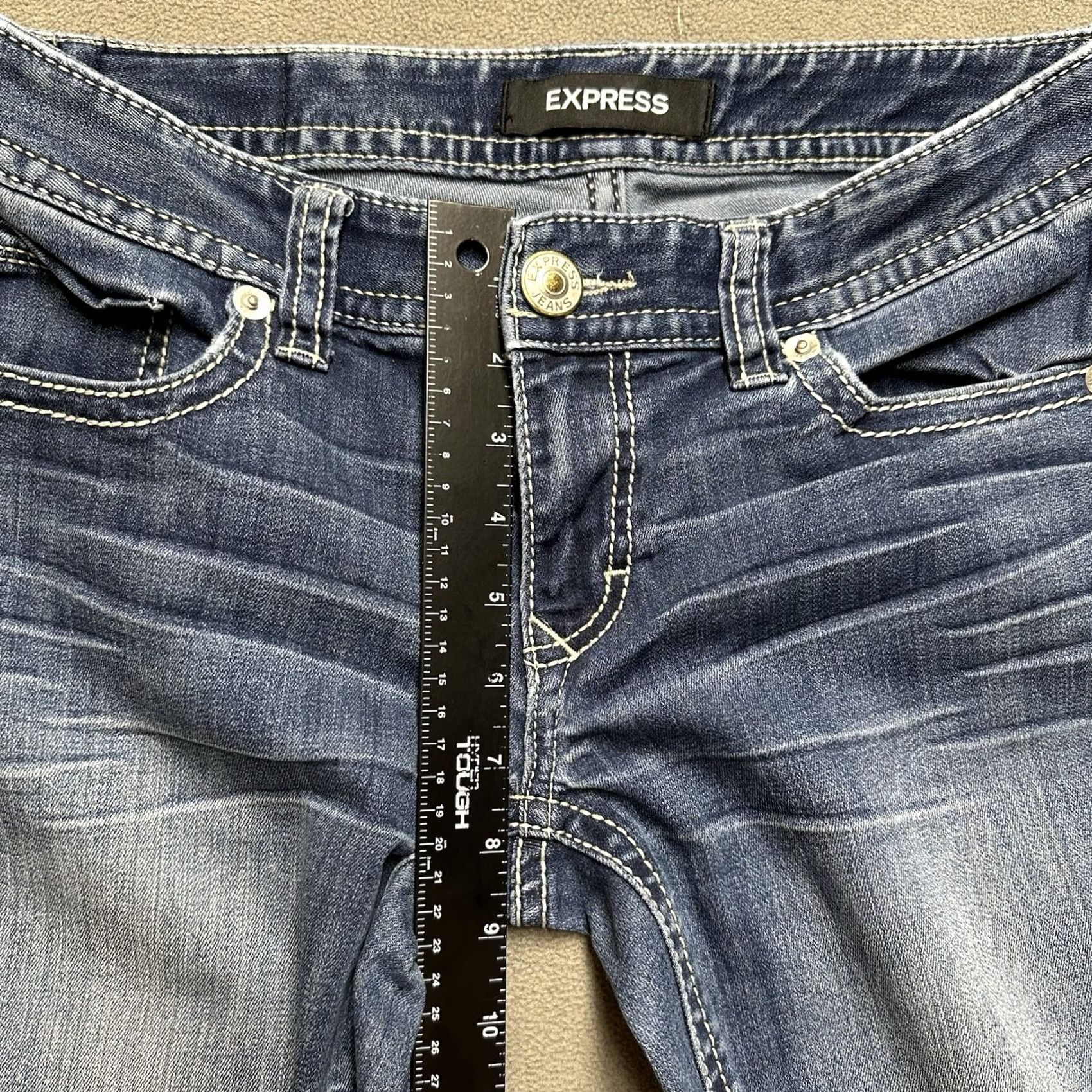 Express Express Jeans Womens 6 Blue Denim Legging Low Rise Stretch Whiskered Size 28" / US 6 / IT 42 - 7 Thumbnail