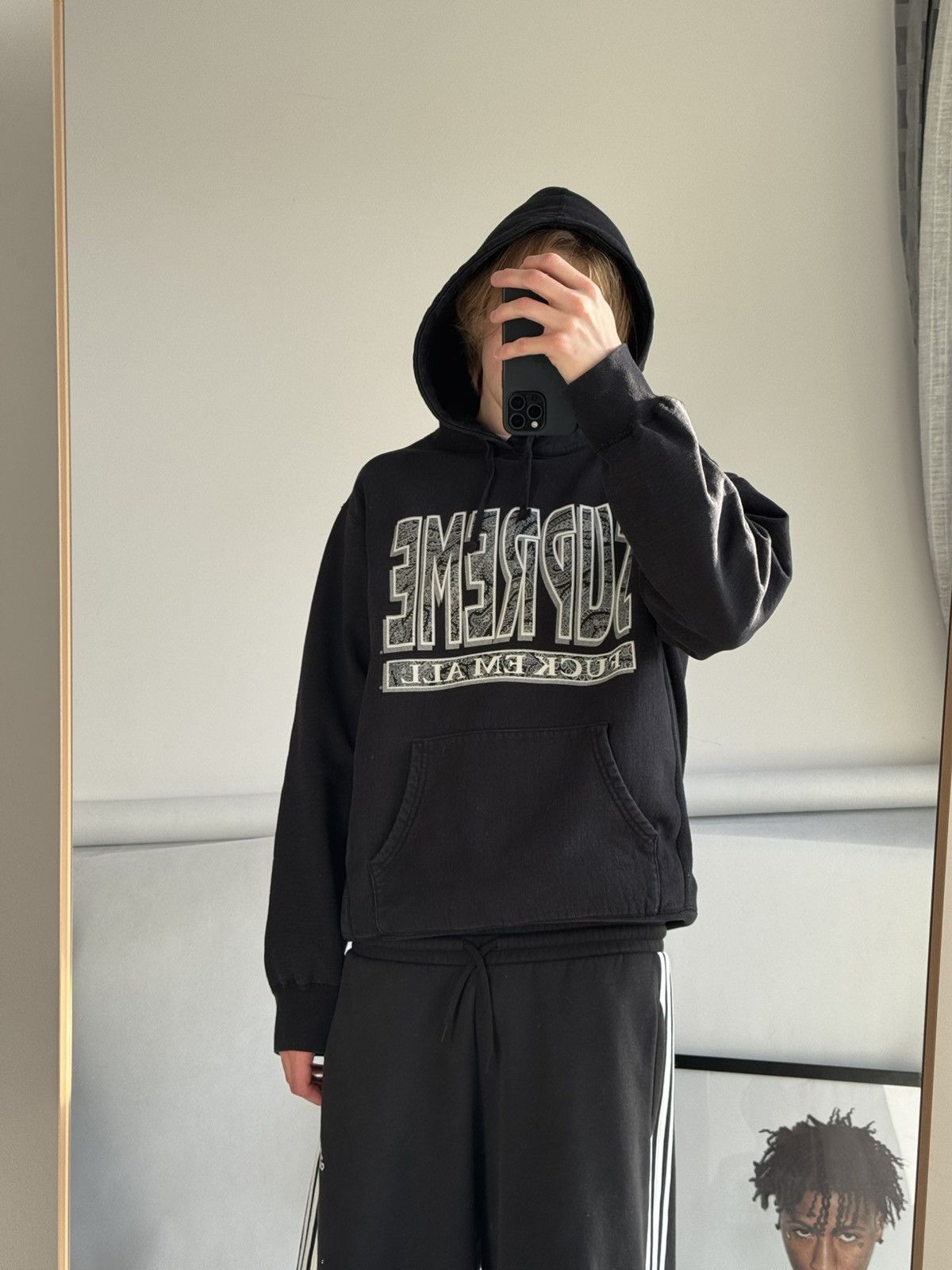 Supreme Supreme Hoodie Paisley Black Fuck Em All Logo Size US XL / EU 56 / 4 - 14 Thumbnail