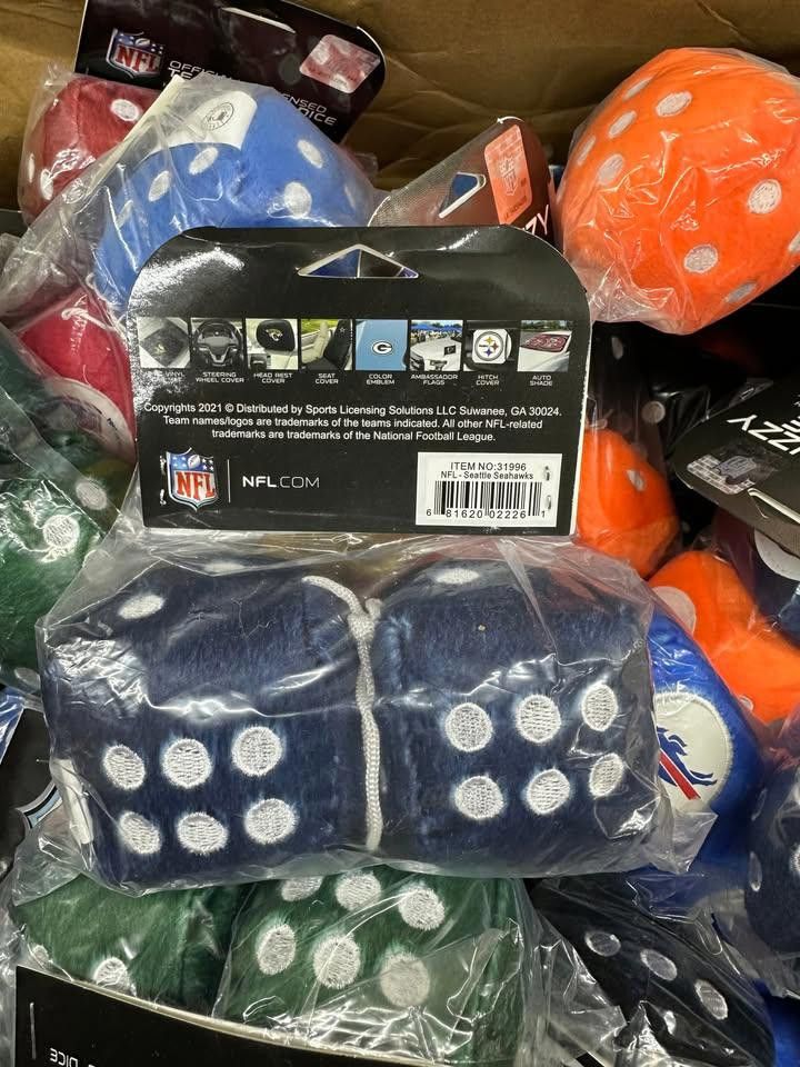 Designer Seattle Seahawks Fuzzy Dice New NFL (1) Size ONE SIZE - 3 Thumbnail