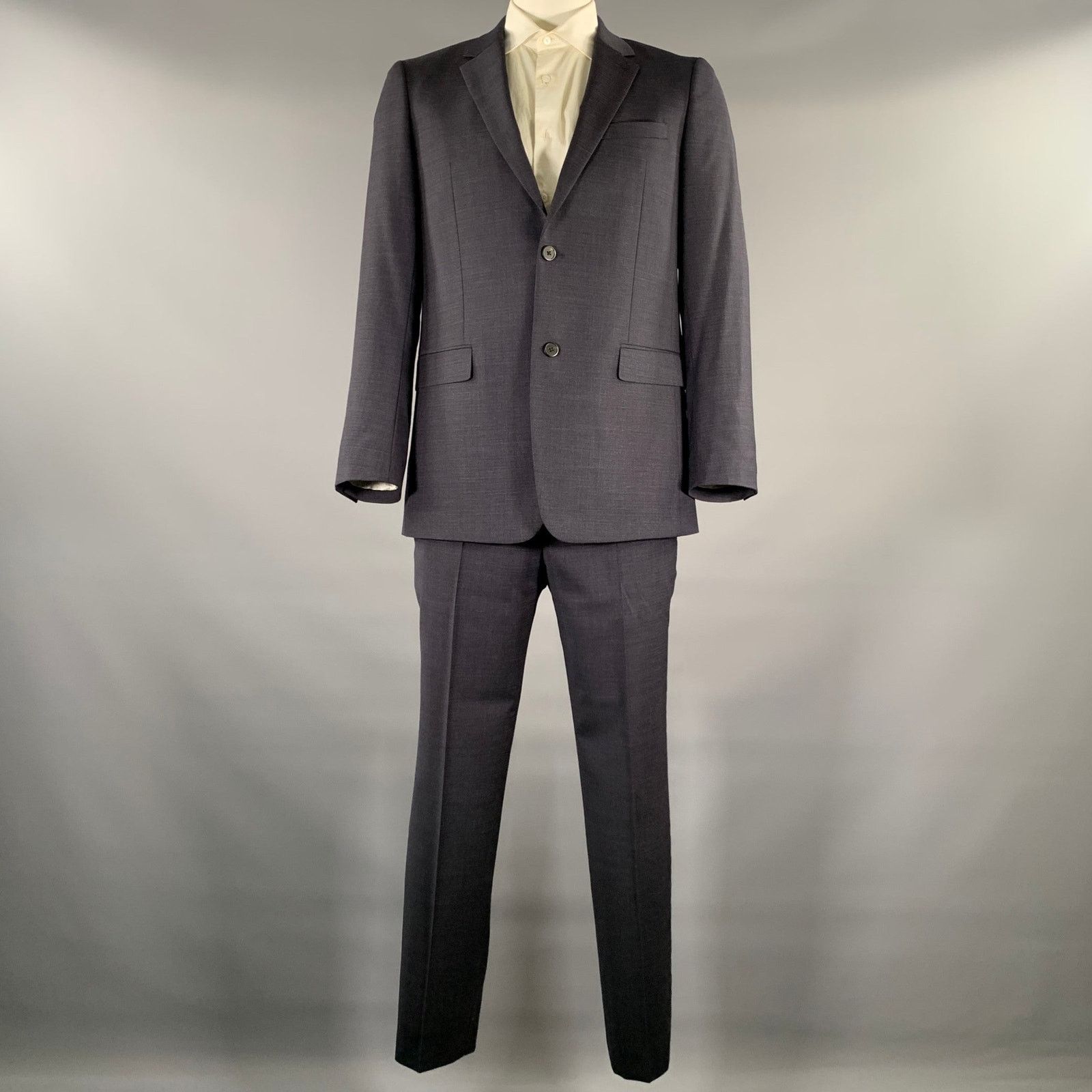 Theory THEORY Size 42 Navy Heather Wool Blend Notch Lapel Suit Size 42L - 2 Thumbnail