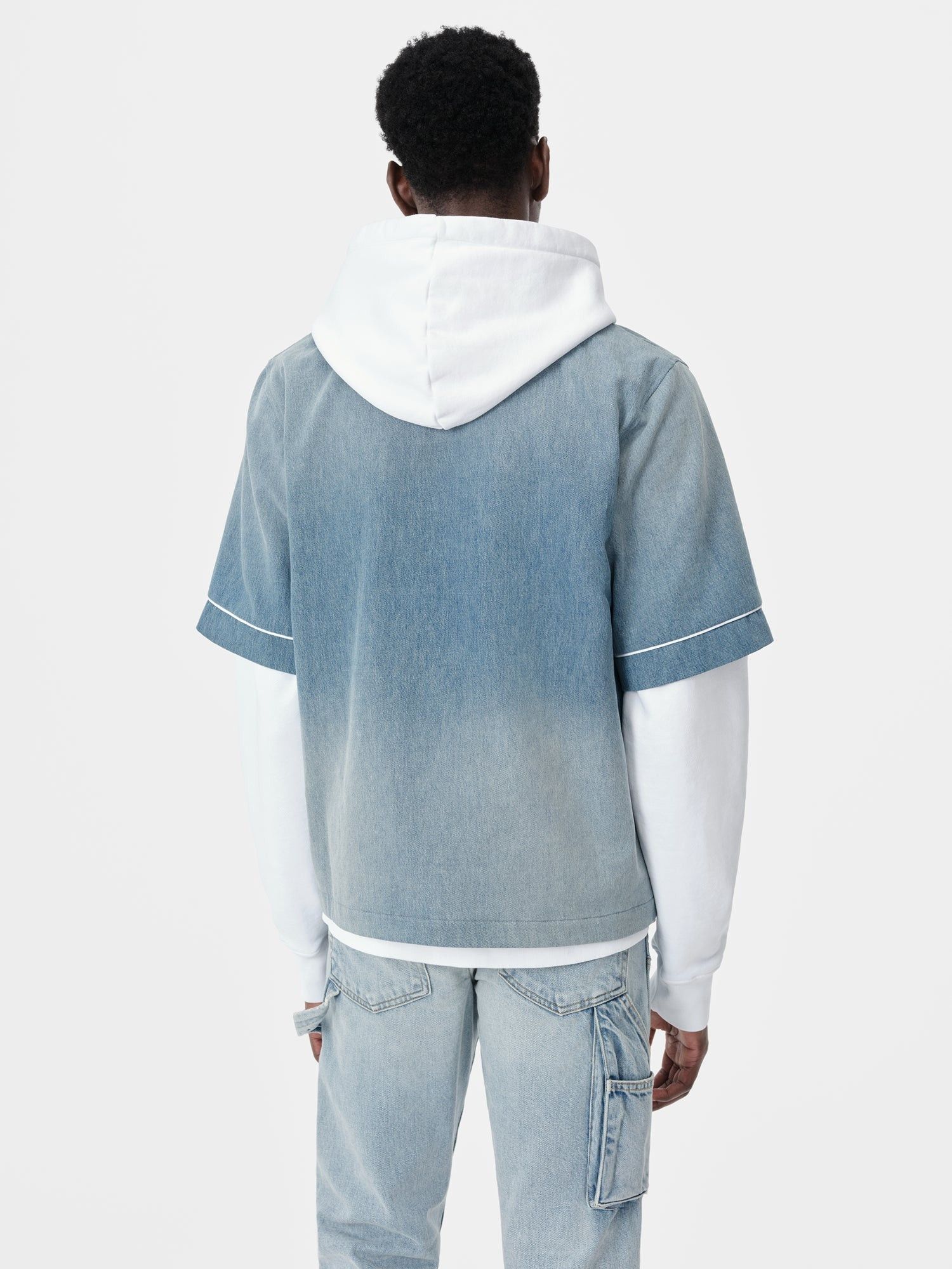 Amiri o1s1wg110725 Sunfaded Baseball Shirt in Blue Size US L / EU 52-54 / 3 - 4 Thumbnail