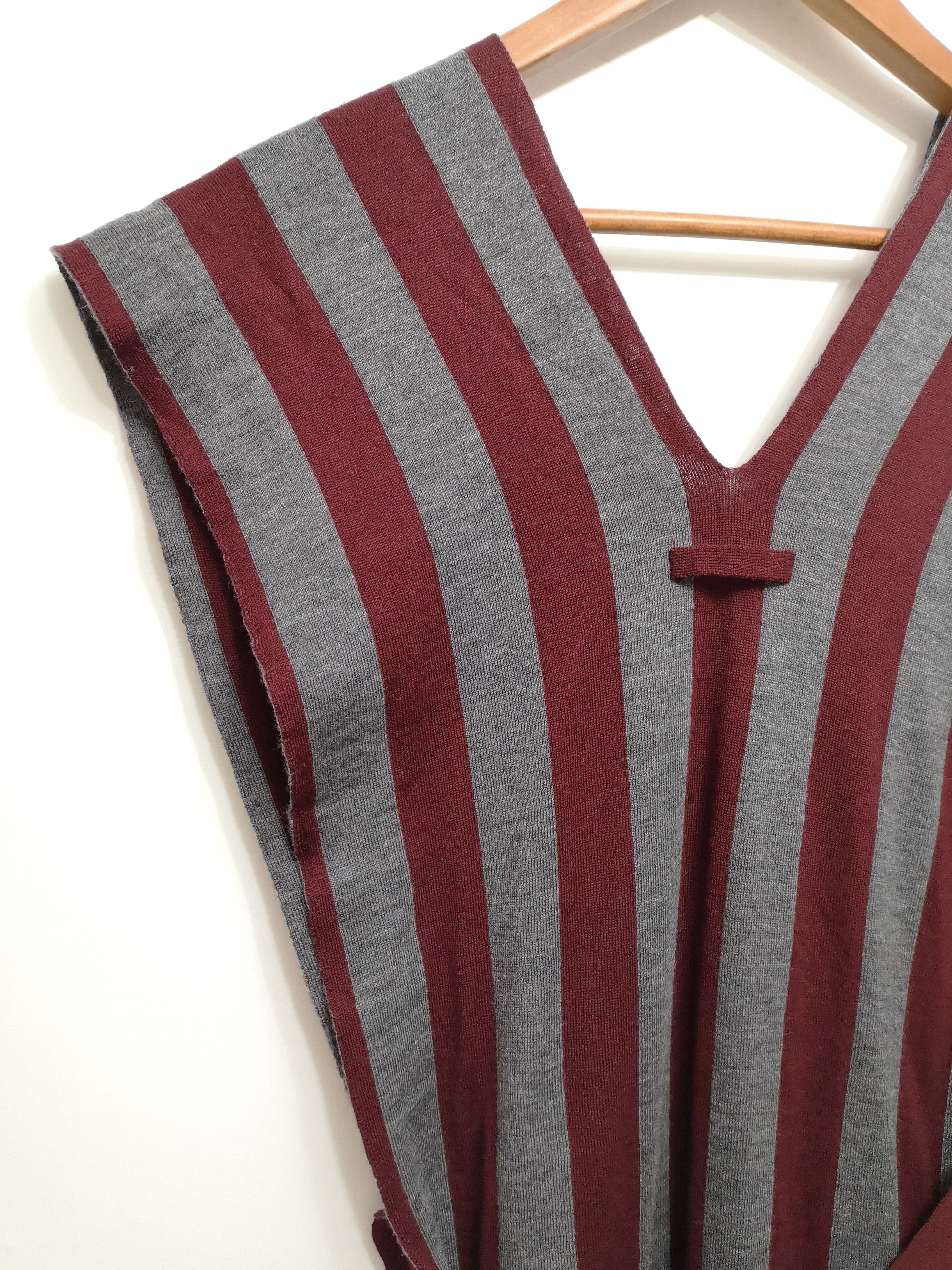 Jean Paul Gaultier × Vintage Vertical Stripe V Neck Sleeveless Sweater Knit Overlay Piece Size M / US 6-8 / IT 42-44 - 6 Thumbnail