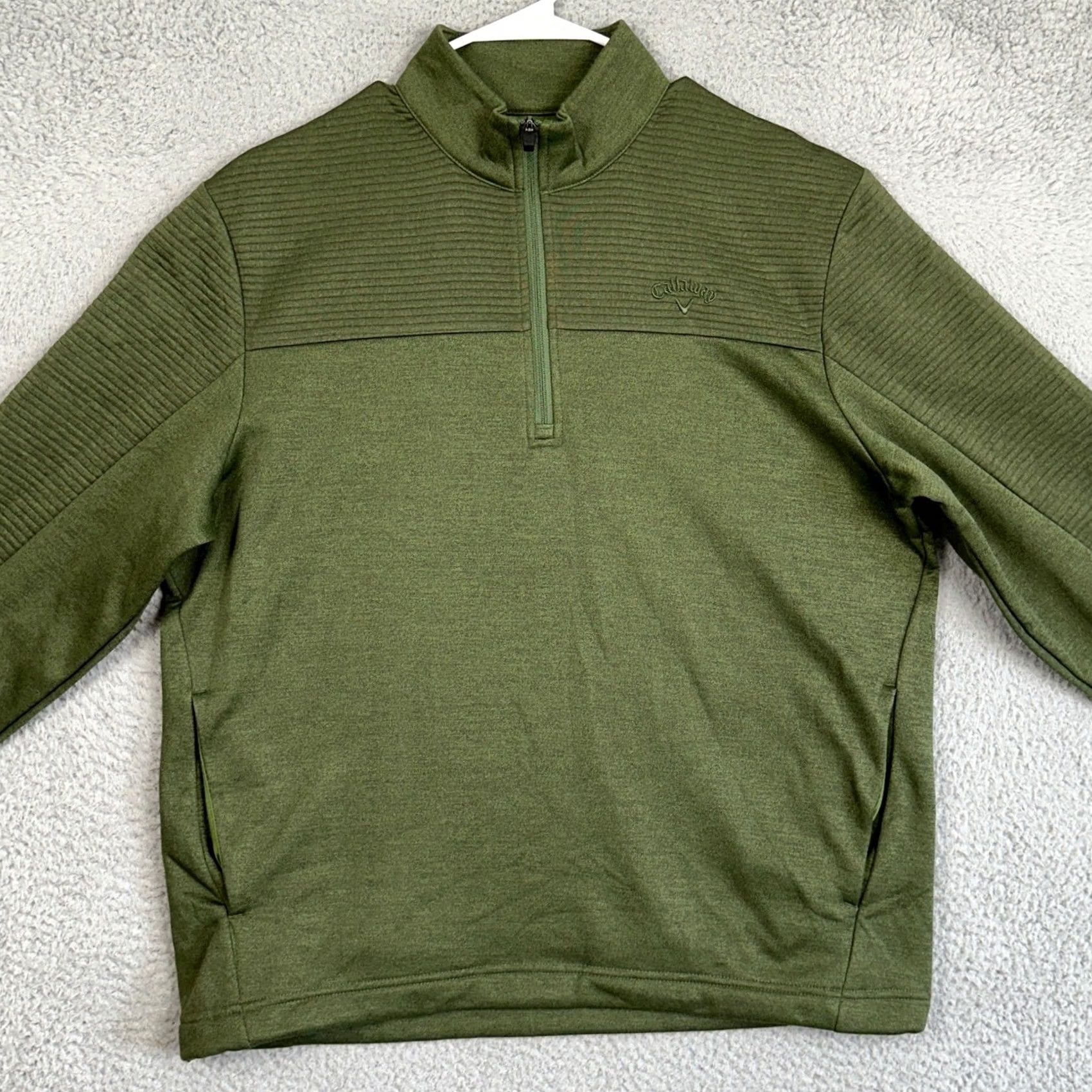 Callaway Callaway Golf Sweatshirt Mens M Green 1/4 Zip Fleece Lined Pullover Mock Neck Pocketed EUC Size US M / EU 48-50 / 2 - 3 Thumbnail