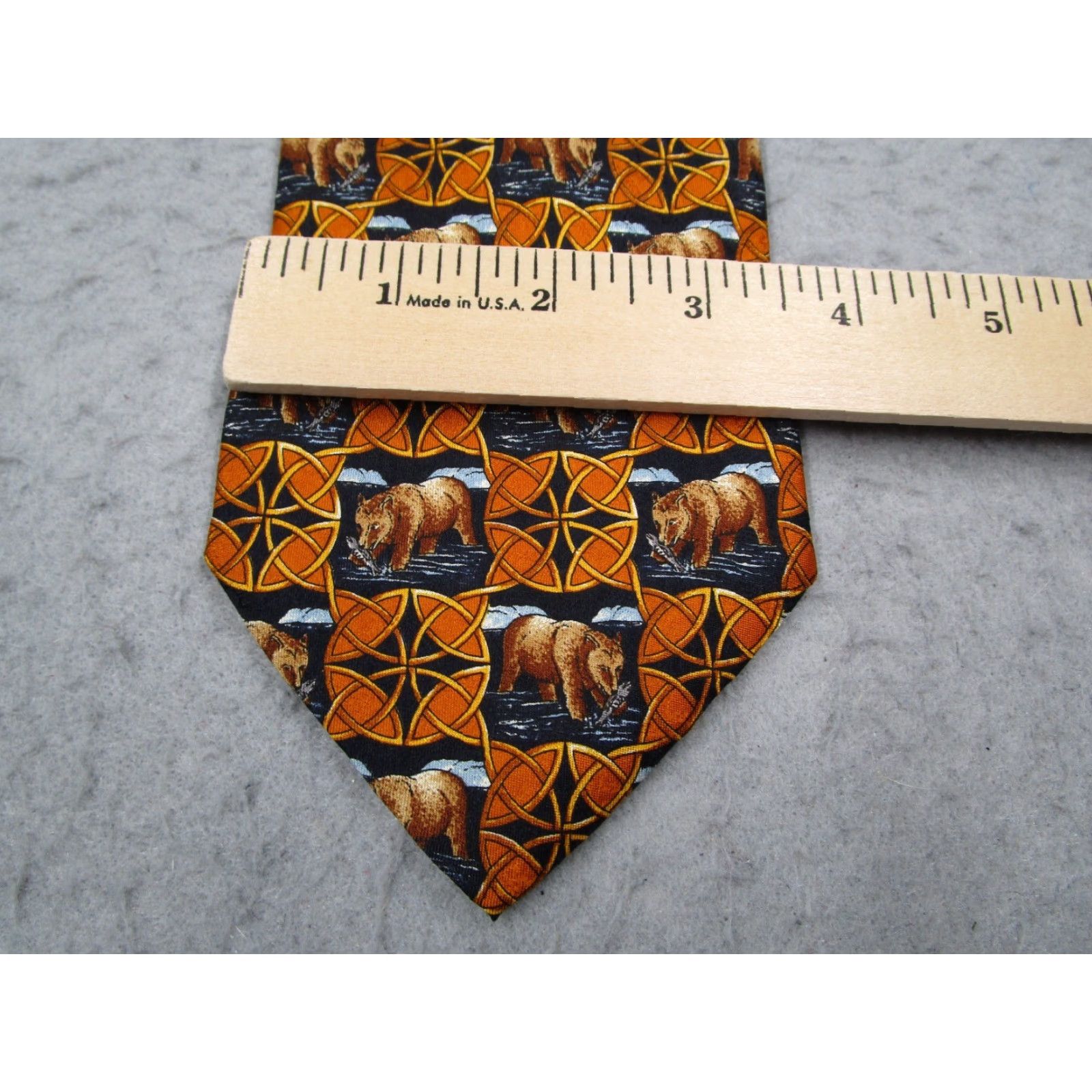 MCM MCM Neck Tie One Size Orange Silk Geometric Bear Designer Made in Italy Mens Size ONE SIZE - 5 Thumbnail