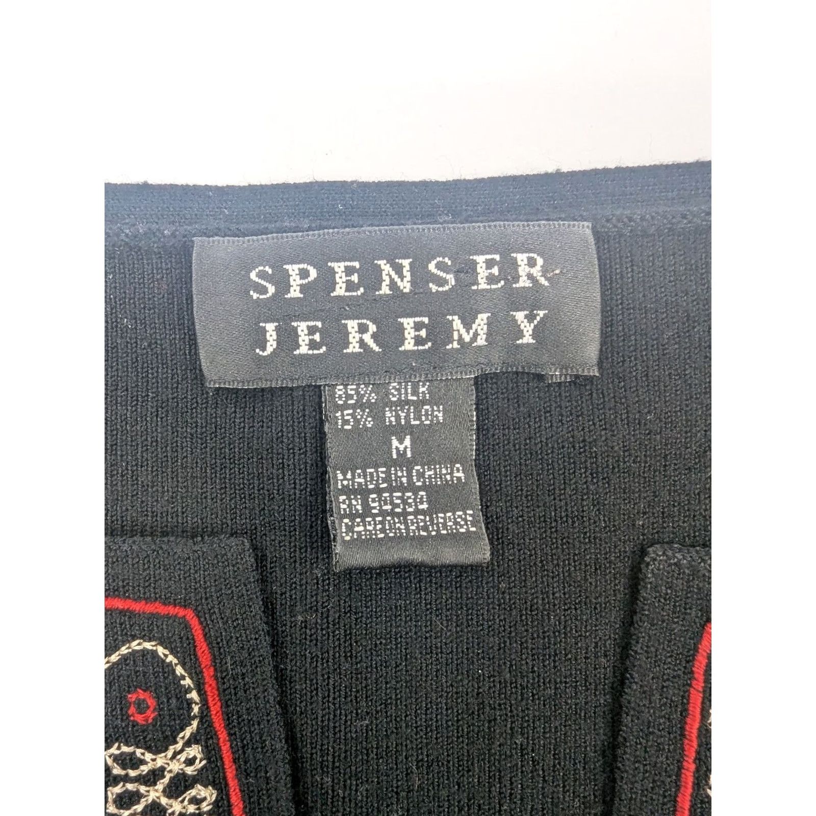 Vintage Spenser Jeremy Floral Embroidered Silk Vest Ribbed V-Neck Black Size L Women Sleeveless Size L / US 10 / IT 46 - 6 Thumbnail