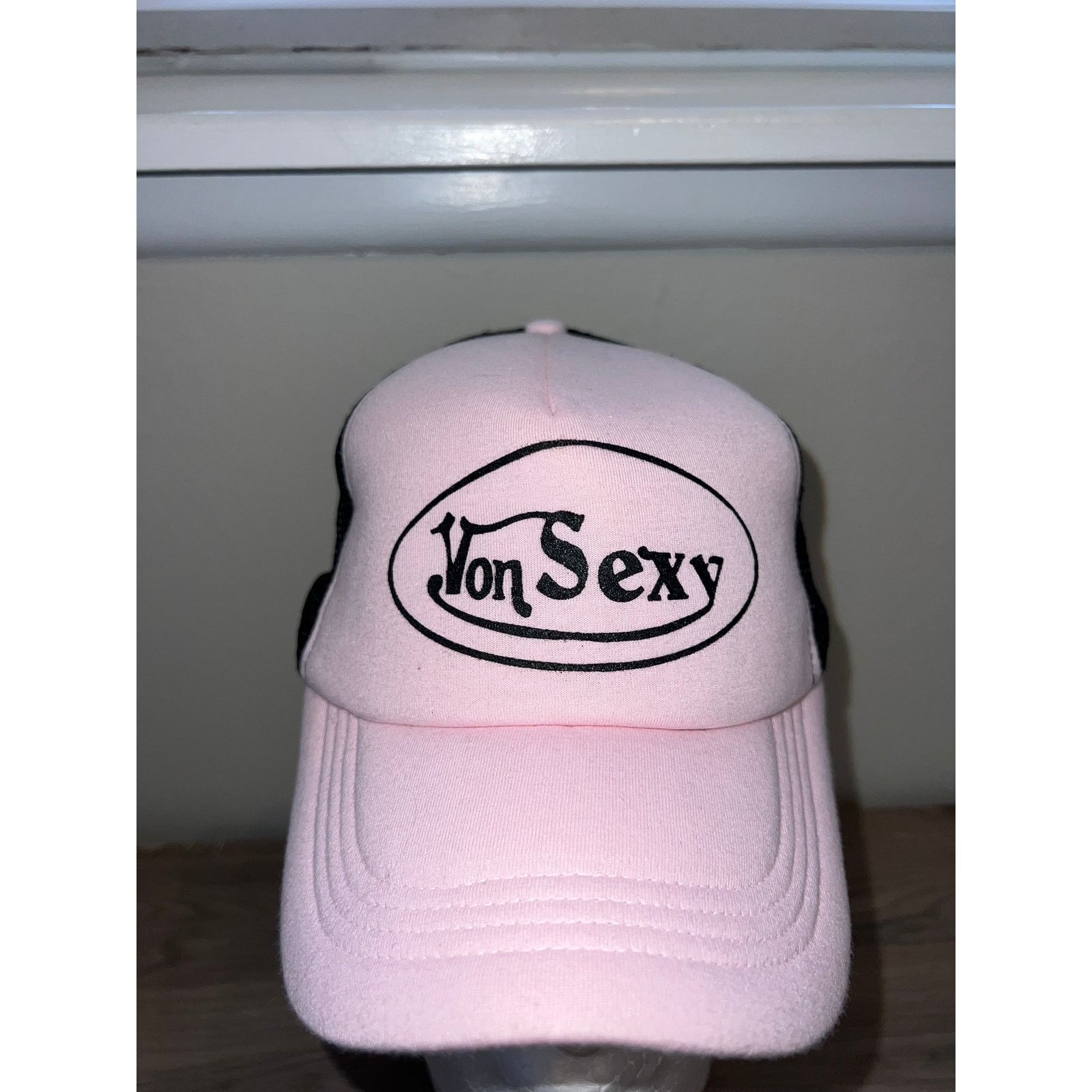 Vintage Y2K Von Sexy Pink Black Trucker Hat Designer Spoof 2000s OS Size ONE SIZE - 2 Thumbnail