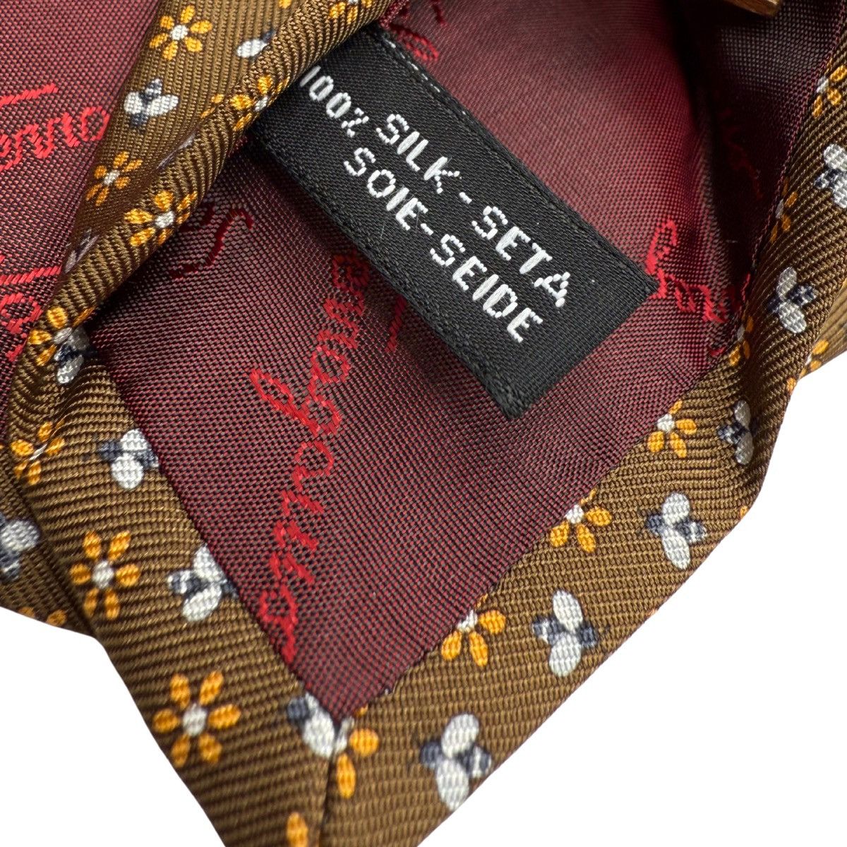 Salvatore Ferragamo Salvatore Ferragamo Brown Silk Tie, Made in Italy, Like New Size ONE SIZE - 5 Thumbnail