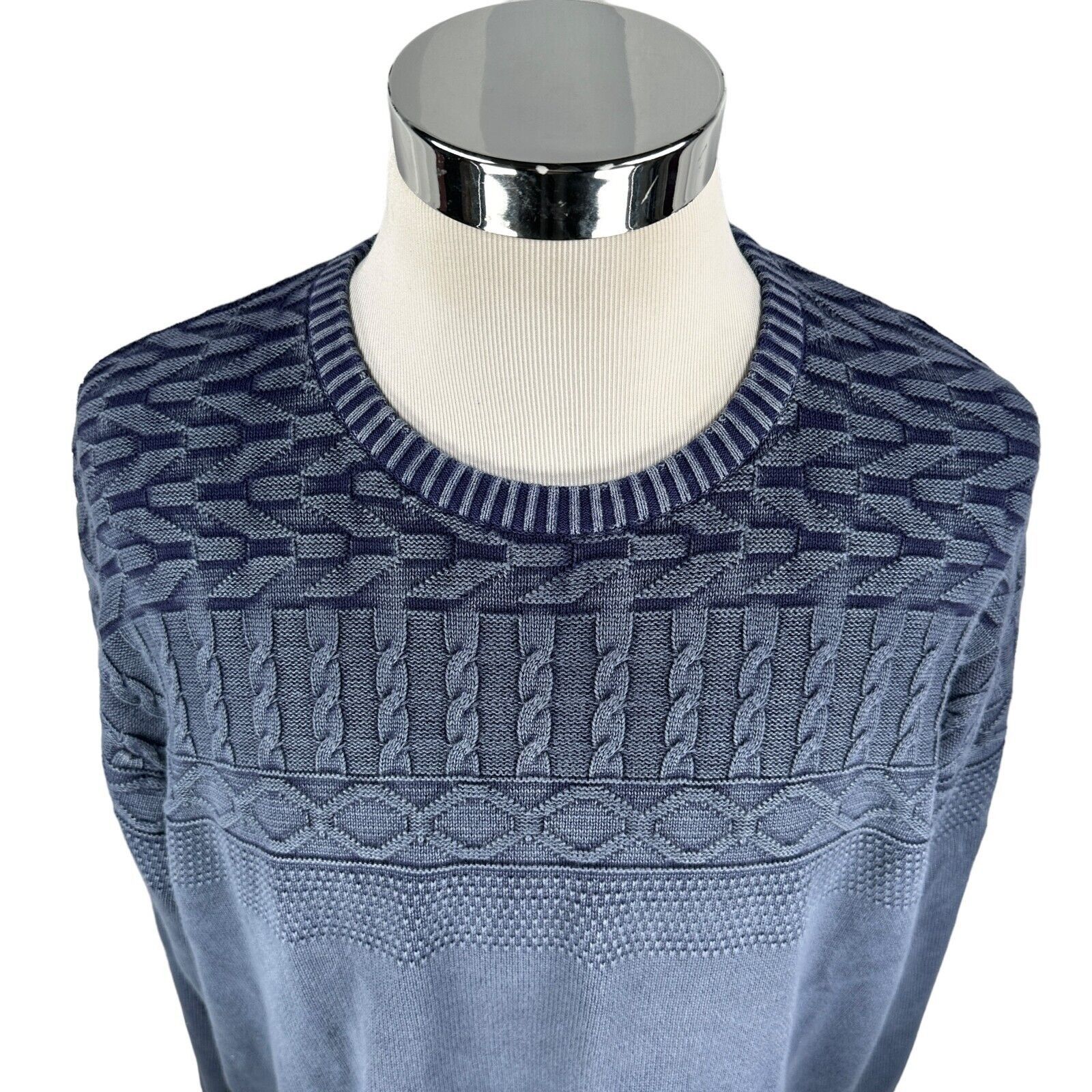 The Unbranded Brand Novica Overdyed Knit Pullover Sweater 2XL XXL Cable Blue Size US XXL / EU 58 / 5 - 2 Thumbnail