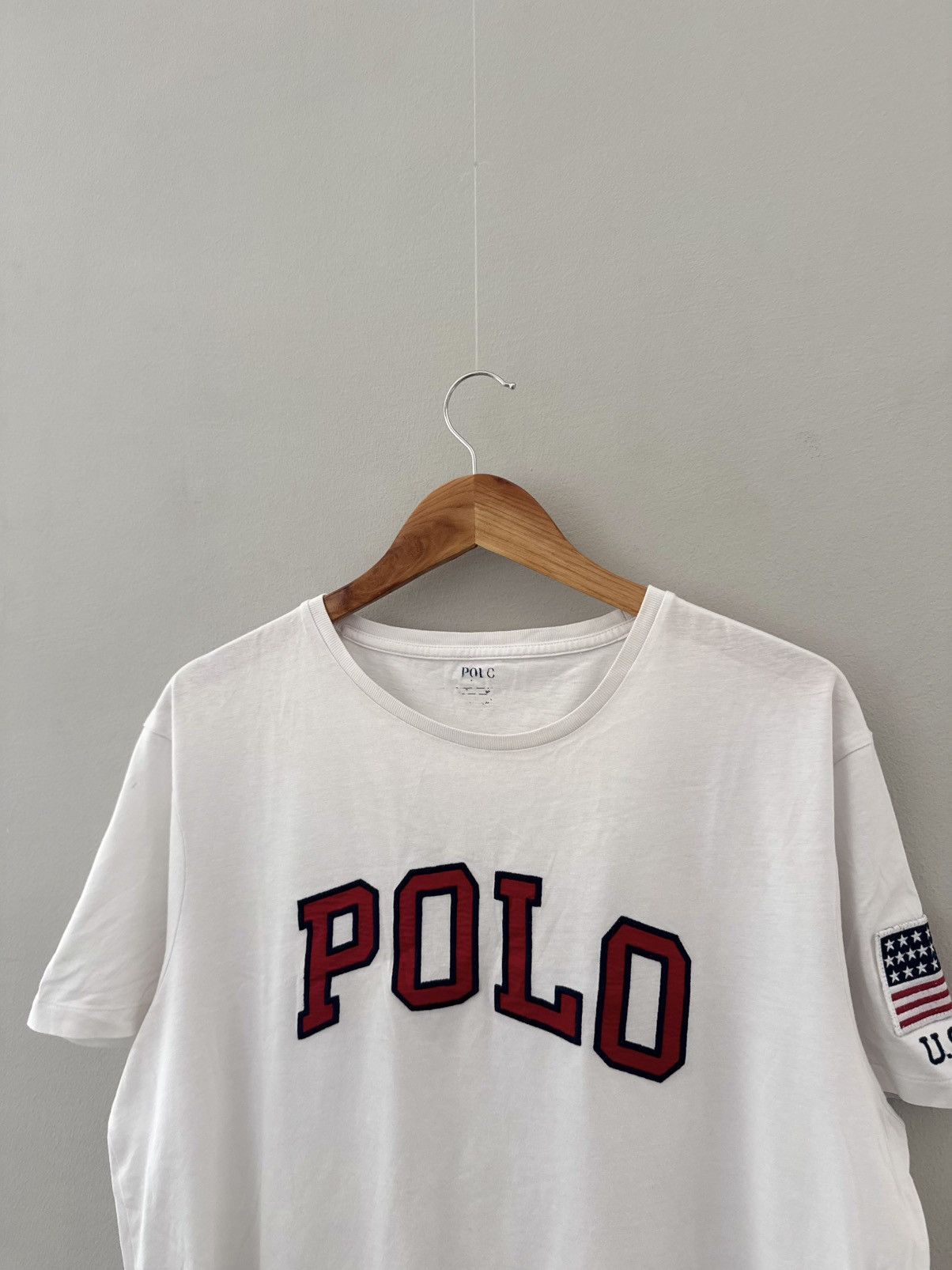 Polo Ralph Lauren Vintage Polo Ralph Lauren USA Big Flag Logo Tee Size US XL / EU 56 / 4 - 2 Thumbnail