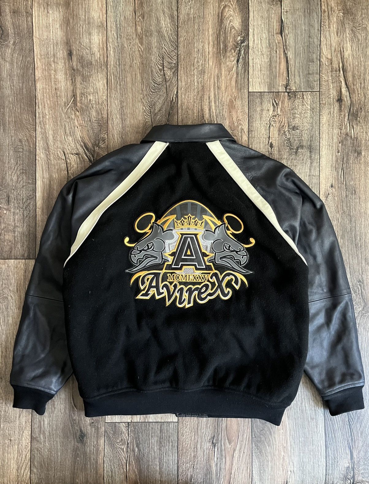 Avirex × Leather Avirex Wool/Leather Varsity Reversible Bomber Jacket Size US XL / EU 56 / 4 - 14 Thumbnail