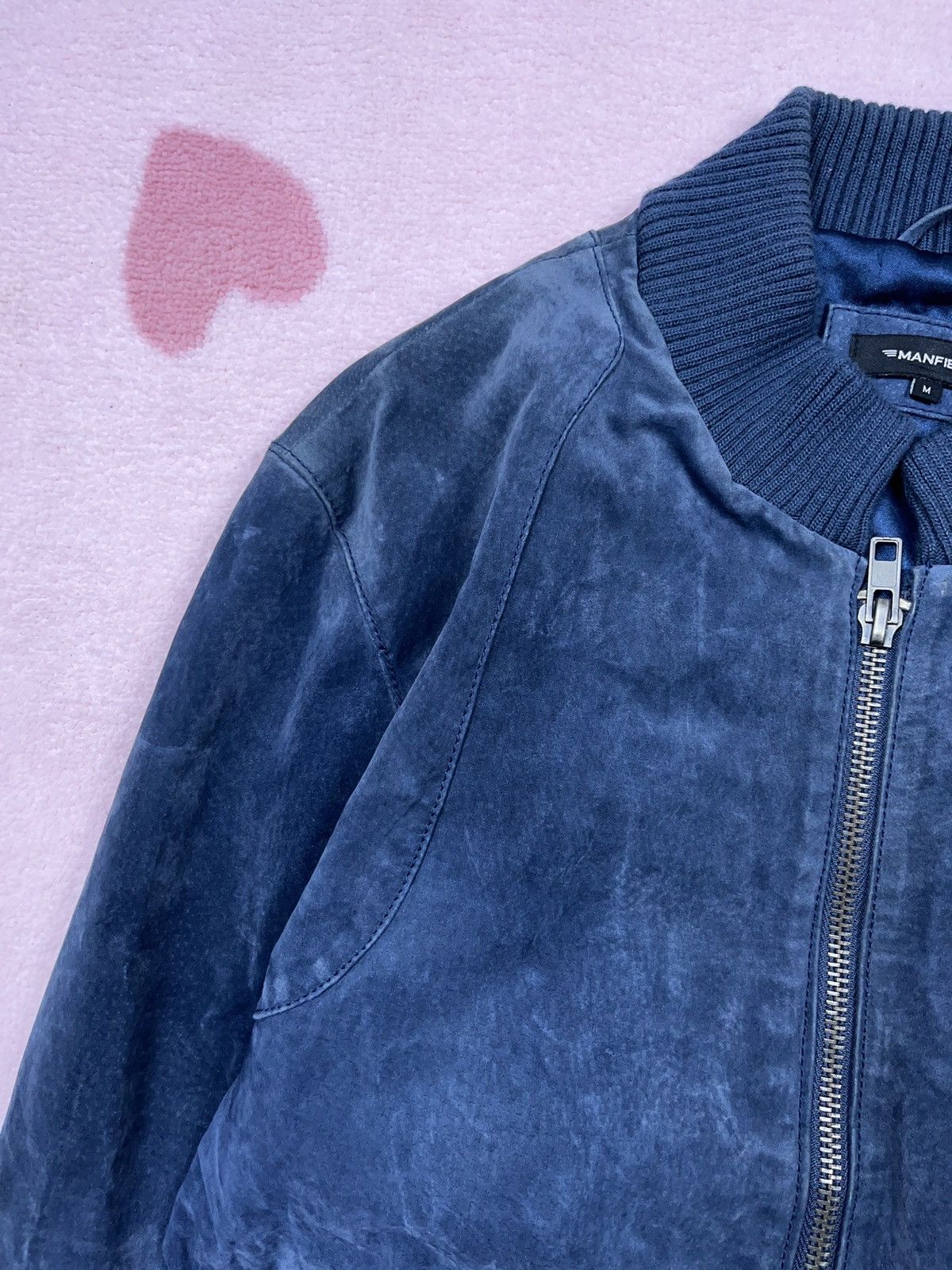 Other ➕ vintage suede ocean blue bomber jacket faded leather jackt Size US M / EU 48-50 / 2 - 4 Thumbnail