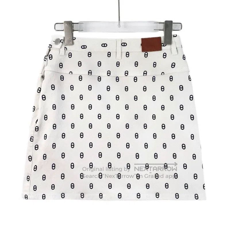 Hermes Hermes White pig nose full print cotton casual denim half Size 25" / US 0 / IT 36 - 2 Thumbnail