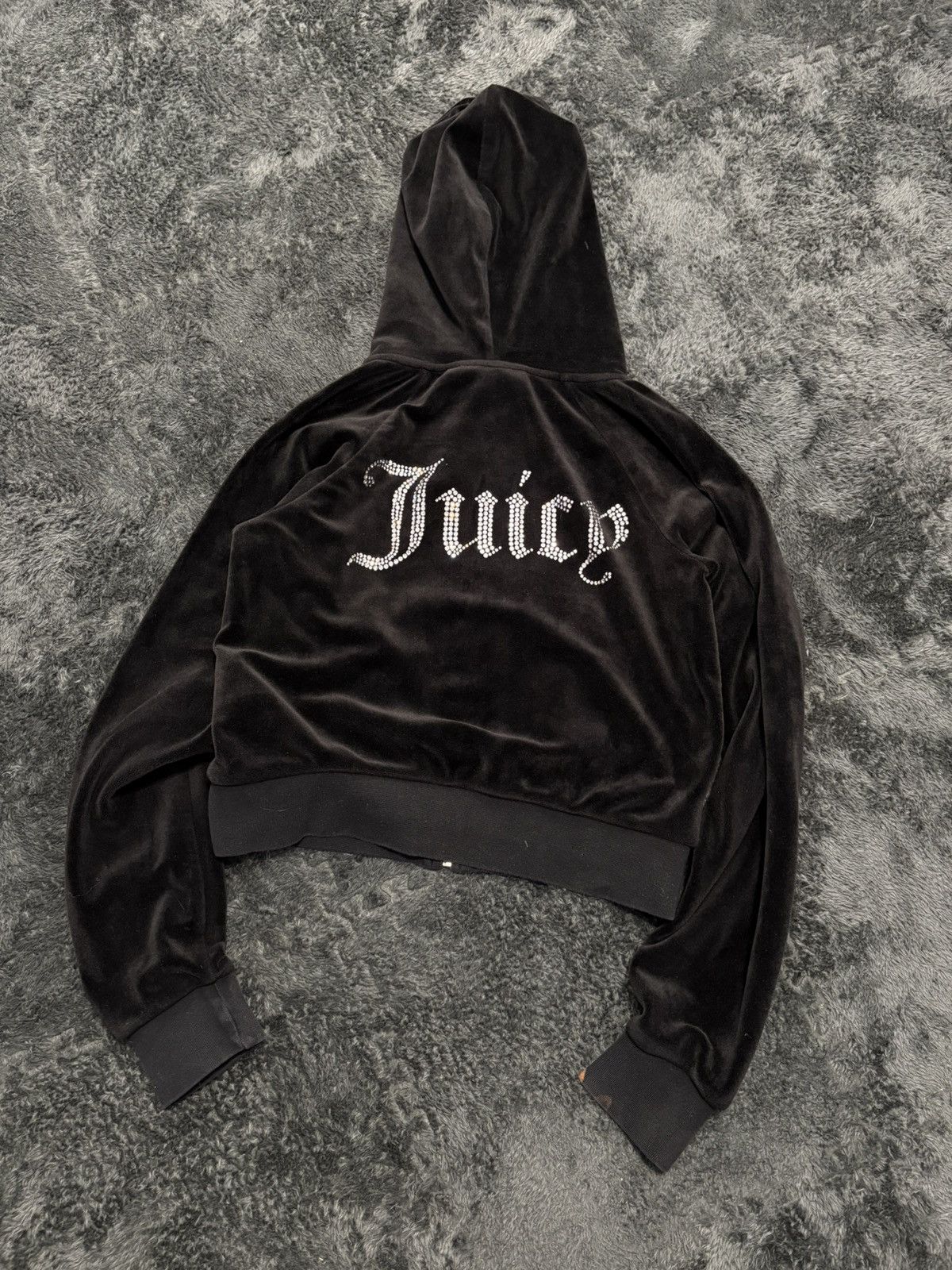 Juicy Couture Juicy Couture Black Velour Big Logo Suit Hoodie + Pants Size XS / US 0-2 / IT 36-38 - 10 Thumbnail
