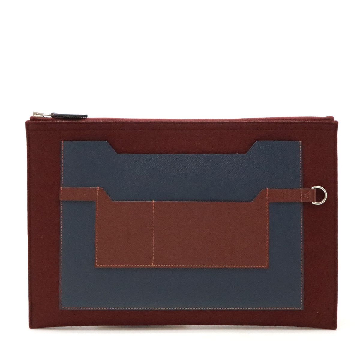 Hermes Hermes Hermes Toodoo 37 Color Block Clutch Bag Felt/Vaux Epson Leather Canvas Clutch Bag in Great Condition Size ONE SIZE - 1 Thumbnail