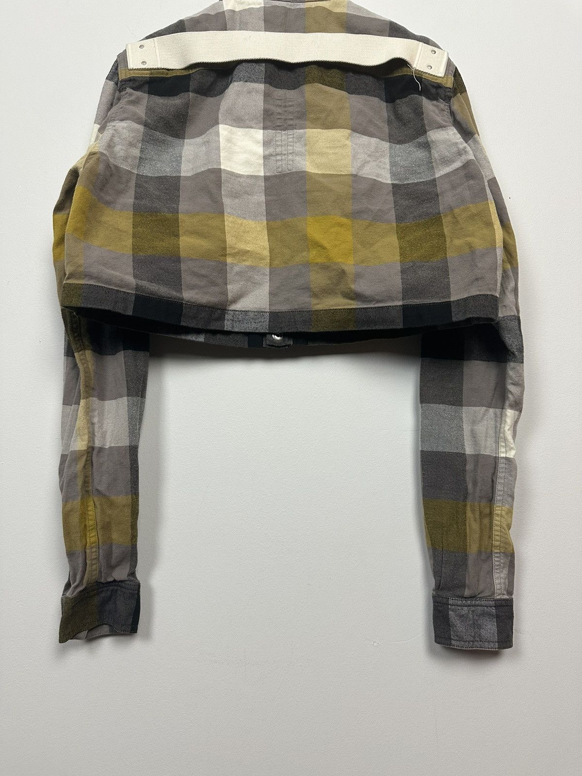 Rick Owens SS22 ‘FOGACHINE’ Dust Plaid Cropped Overshirt Size US XS / EU 42 / 0 - 7 Thumbnail