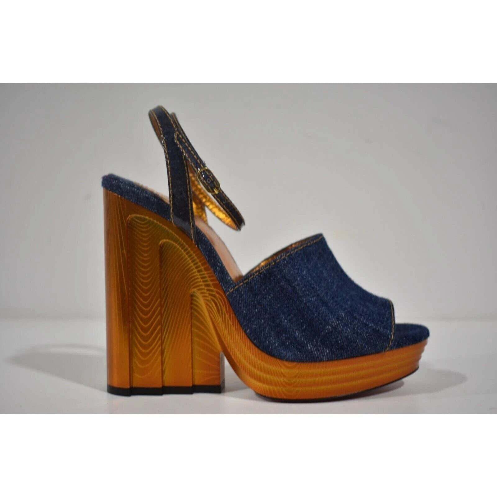 Christian Louboutin Mira Colunata 120 Denim Platform Wedge Sandal Heel Pump 37 Size US 7 / IT 37 - 2 Thumbnail
