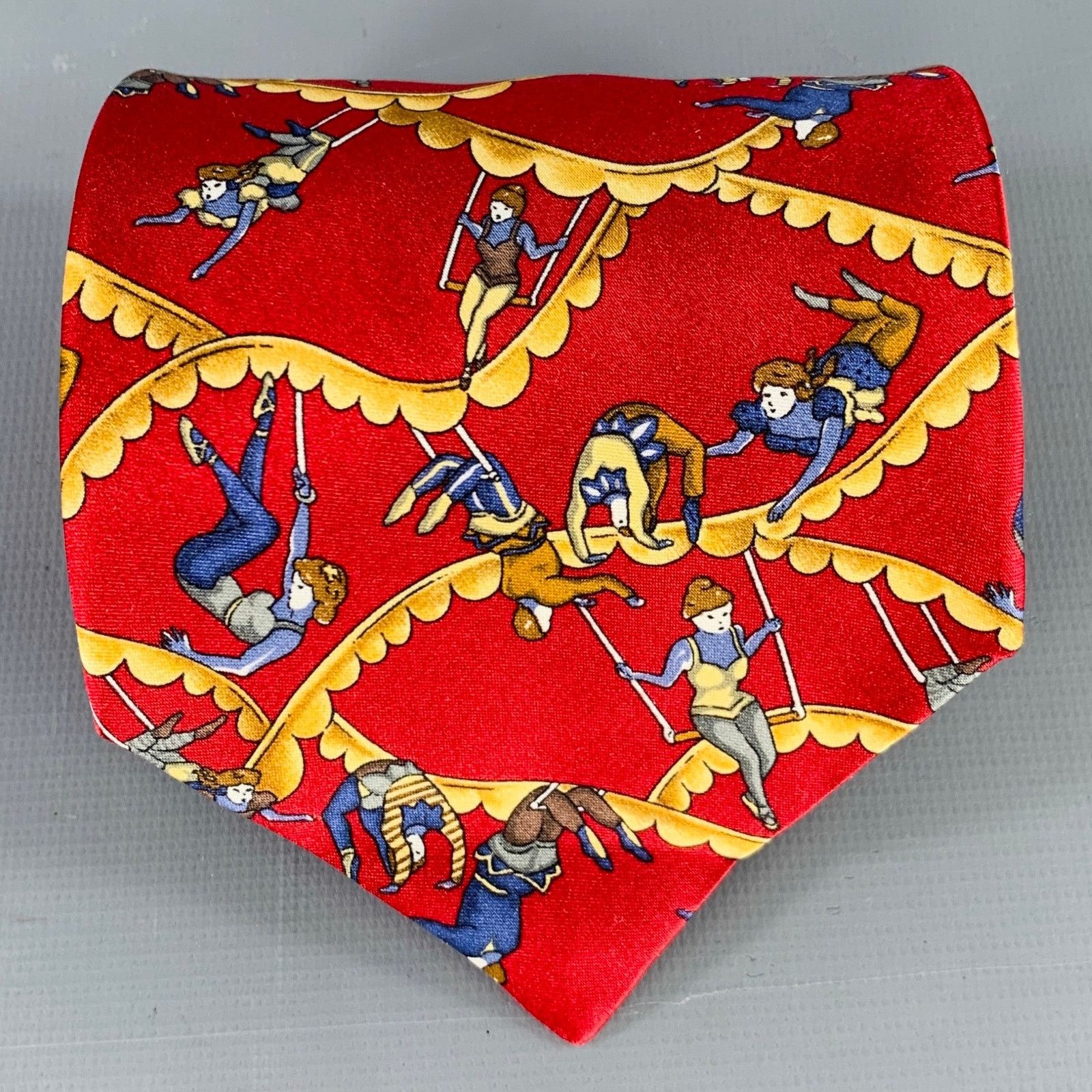 Kieselstein-Cord KIESELSTEIN-CORD Red Yellow Blue Trapeze Figures Silk Tie Size ONE SIZE - 1 Thumbnail