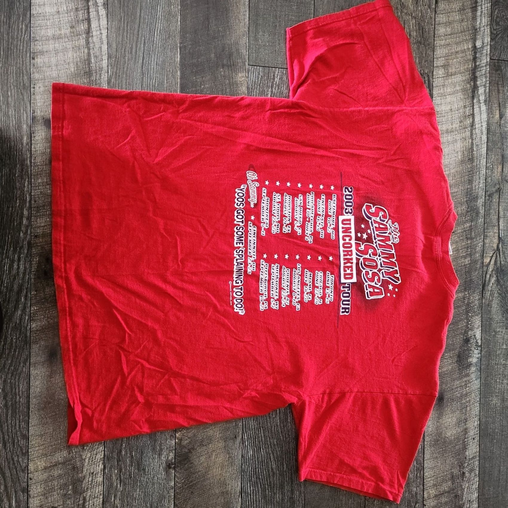 Delta VINTAGE Sammy Sosa T Shirt Tee 2XL Cubs Uncorked Homerun Tour 03' Y2K Red Men's Shirt Size US XXL / EU 58 / 5 - 5 Thumbnail