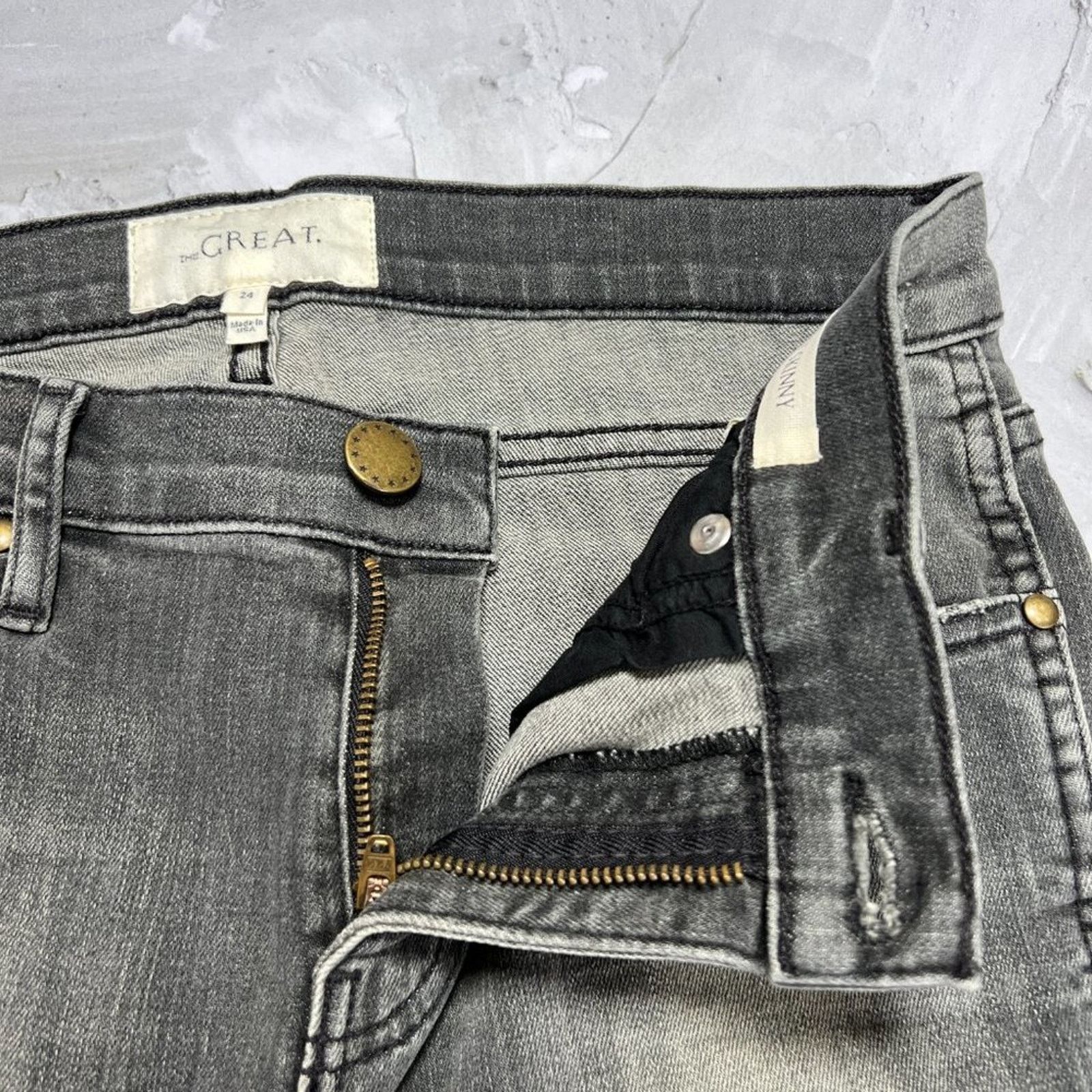 THE GREAT THE GREAT Almost Skinny Jeans Black Gray 24 Size 24" / US 00 / IT 34 - 4 Thumbnail