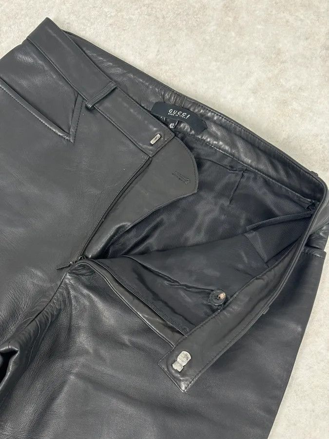 Gucci 2000s Gucci Black Minimalist Leather Slim Pants by Tom Ford Size US 30 / EU 46 - 9 Thumbnail