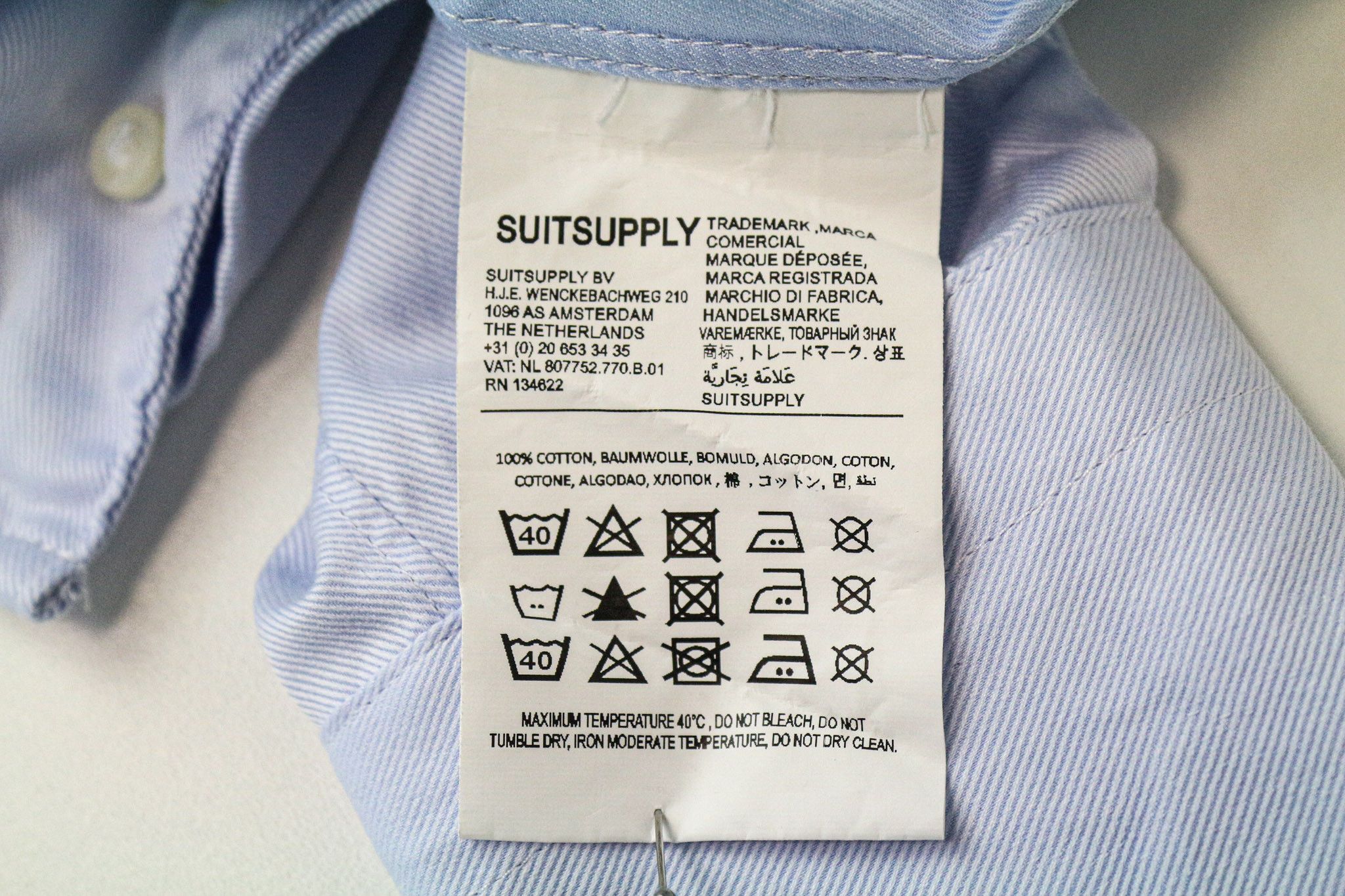 Suitsupply 35/36 13 1/2/14 Extra Slim Blue Cotton Shirt 76366 Size 36R - 6 Thumbnail