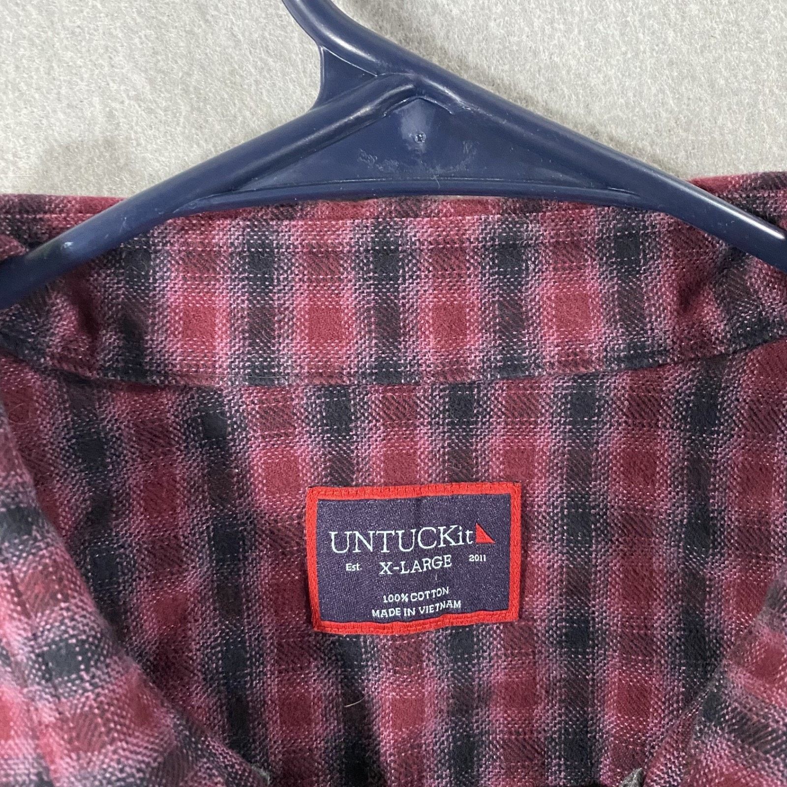 UNTUCKit Untuckit Plaid Flannel Button Up Long Sleeve Shirt Purple XL Size US XL / EU 56 / 4 - 4 Thumbnail