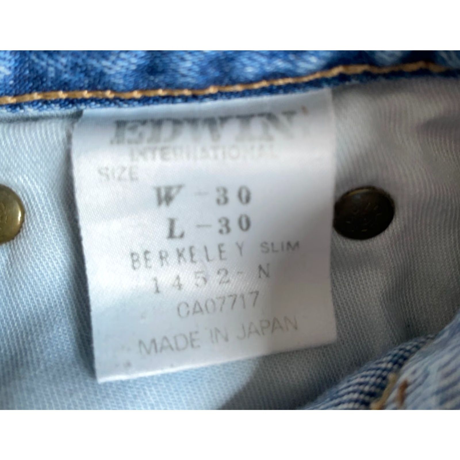 Edwin VINTAGE Edwin Jeans Men 30 x 30 Blue Berkeley Slim Fit Denim Japan Made Jeans Men Slim Mid Rise 100% Cotton 5-Pocket Size US 27 - 3 Thumbnail