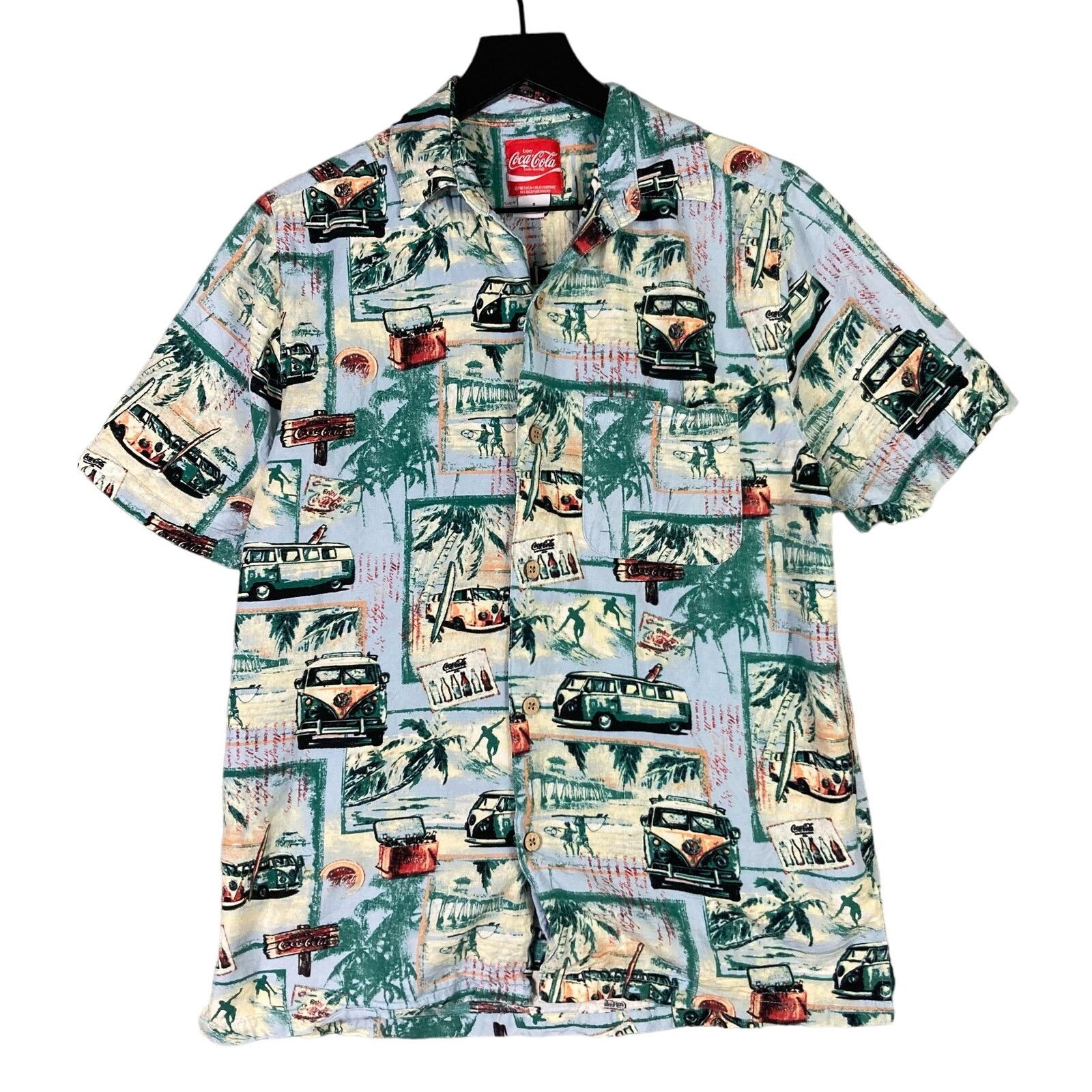 Coca Cola Coca-Cola Men's Hawaiian Button-Up Shirt VW Bus Print Size S Size US S / EU 44-46 / 1 - 1 Thumbnail