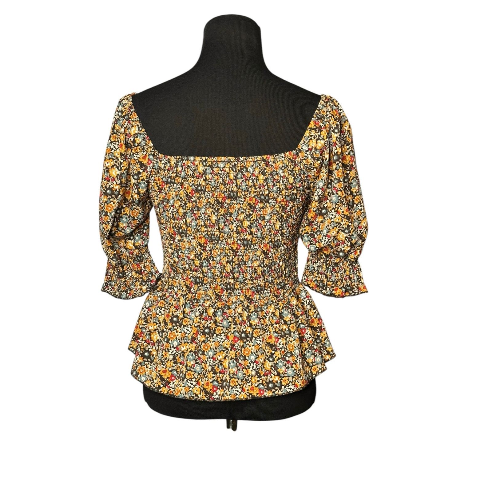 Shein SHEIN yelow blue floral peasant top size Large Size L / US 10 / IT 46 - 10 Thumbnail