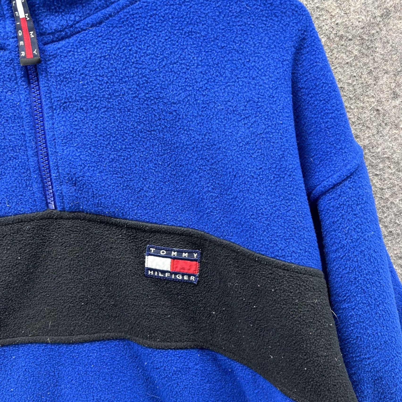 Tommy Hilfiger VINTAGE Tommy Hilfiger Jacket Mens M Blue Black Fleece 1/4 Zip Pullover 90s Size US M / EU 48-50 / 2 - 5 Thumbnail
