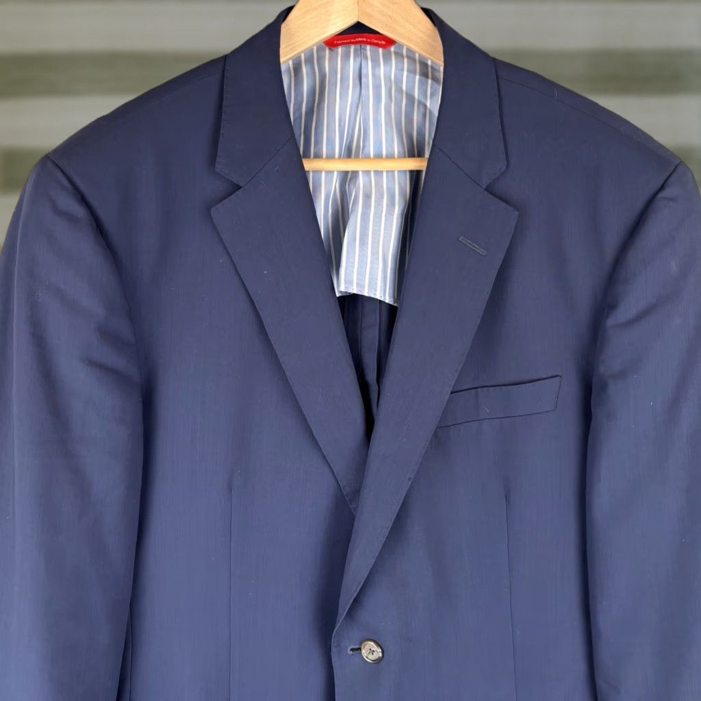 Vintage Samuelsohn Blazer Mens 46 Tall Navy 100% Wool Single-Breasted Notch Lapel Long Jacket Size 46R - 1 Thumbnail