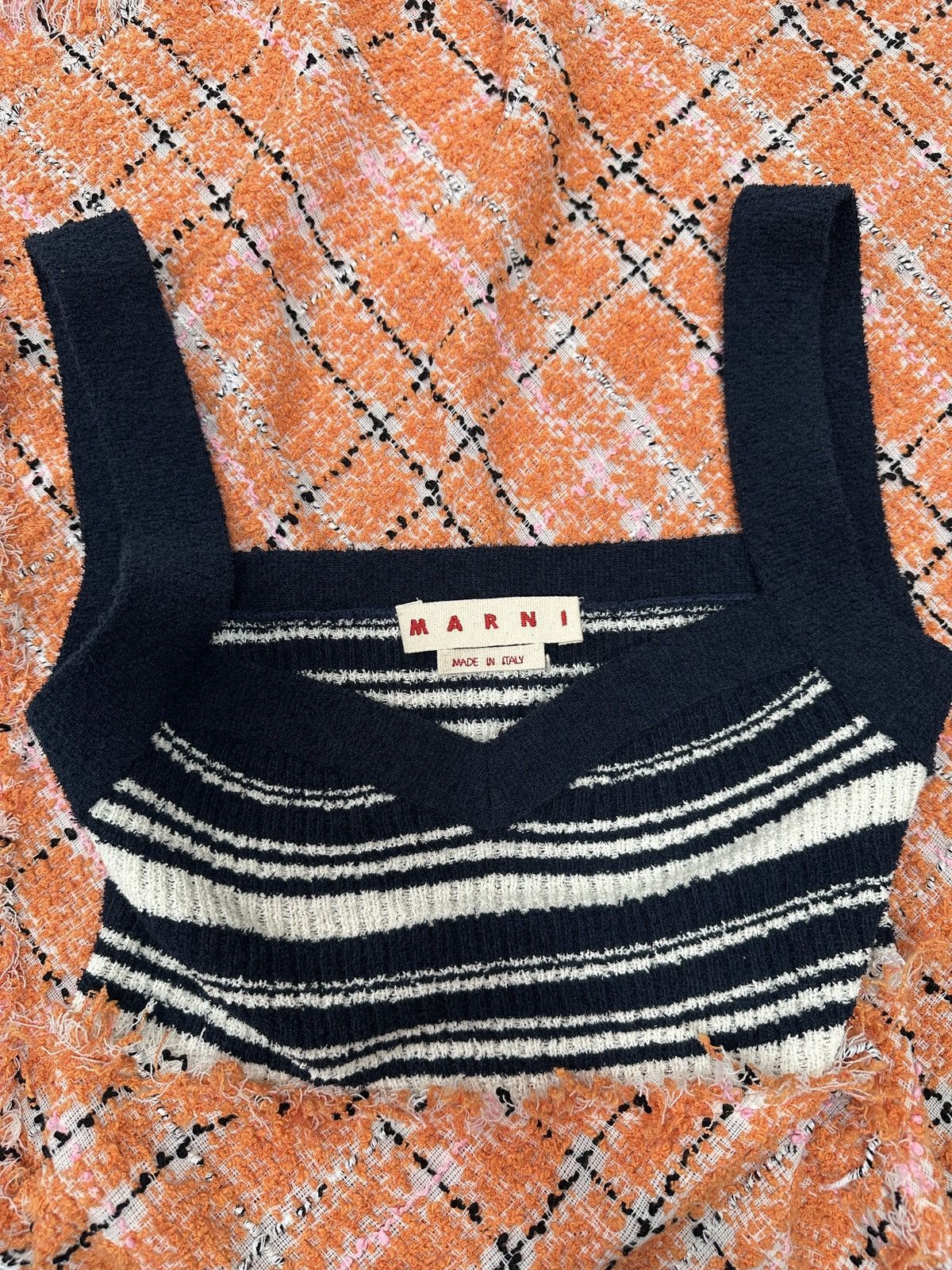 Marni MARNI Striped Bustier Tweed Dress Alkekengi Size 40 Size S / US 4 / IT 40 - 4 Thumbnail