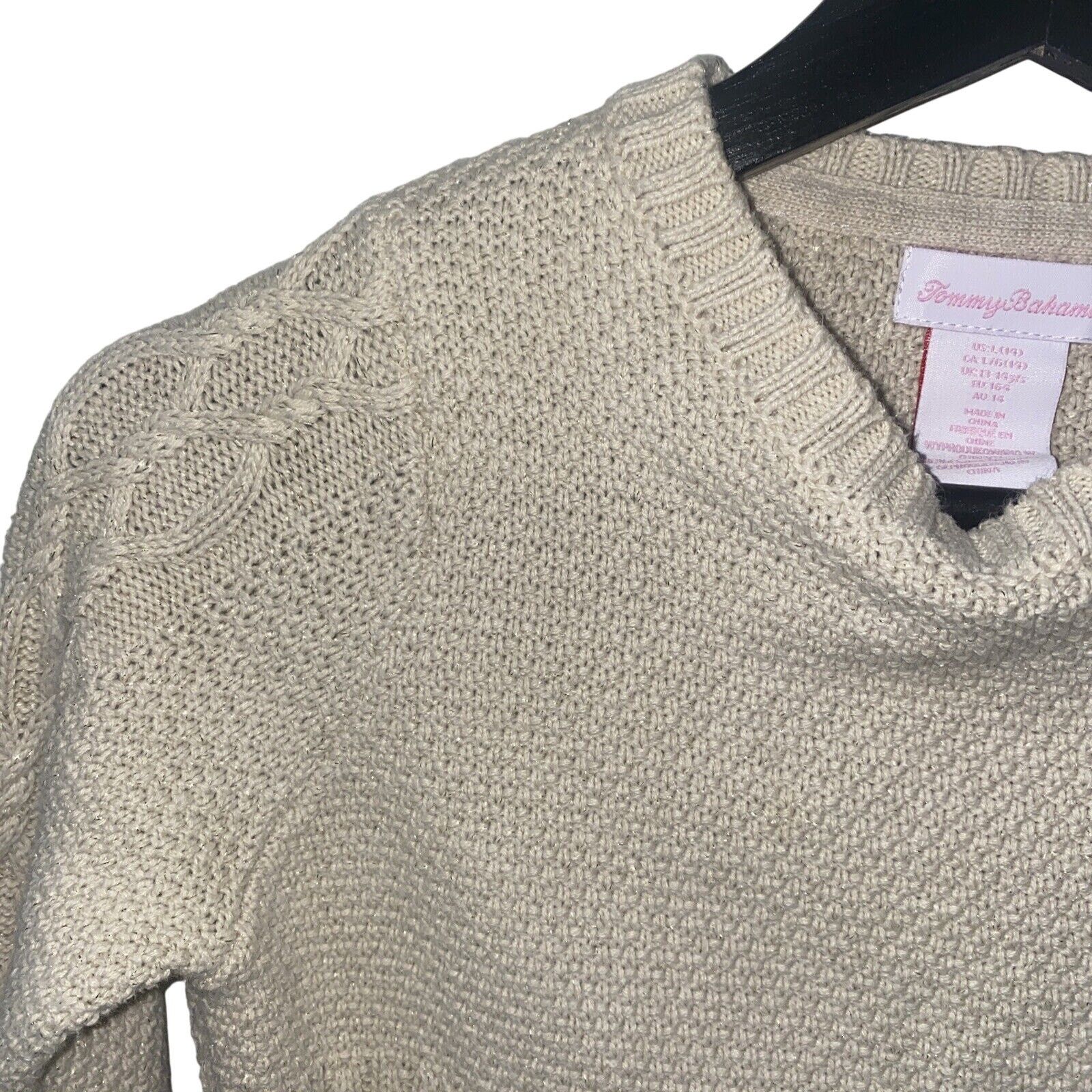 Tommy Bahama Tommy Bahama Girls Sweater Beige Glitter Cable Knit 10/12 Size XL / US 12-14 / IT 48-50 - 3 Thumbnail