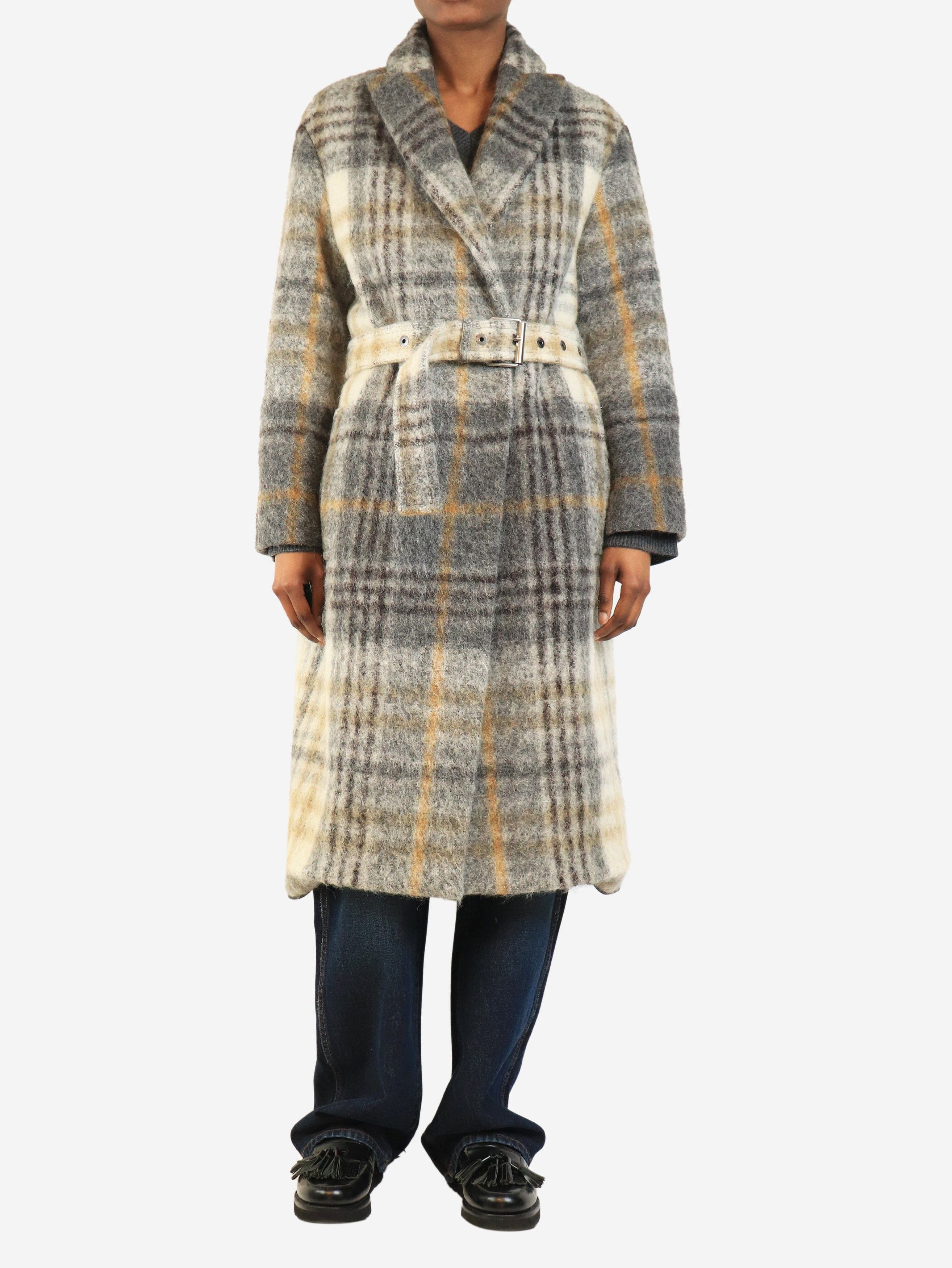 Brunello Cucinelli Grey alpaca blend check coat - UK 6 Size XS / US 0-2 / IT 36-38 - 1 Thumbnail