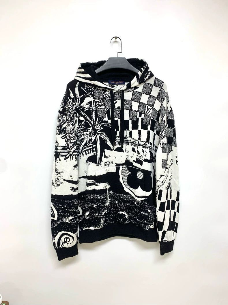 Louis Vuitton LOUIS VUITTON size 5l Classic Black and White Puzzle Hoodi Size US M / EU 48-50 / 2 - 1 Thumbnail