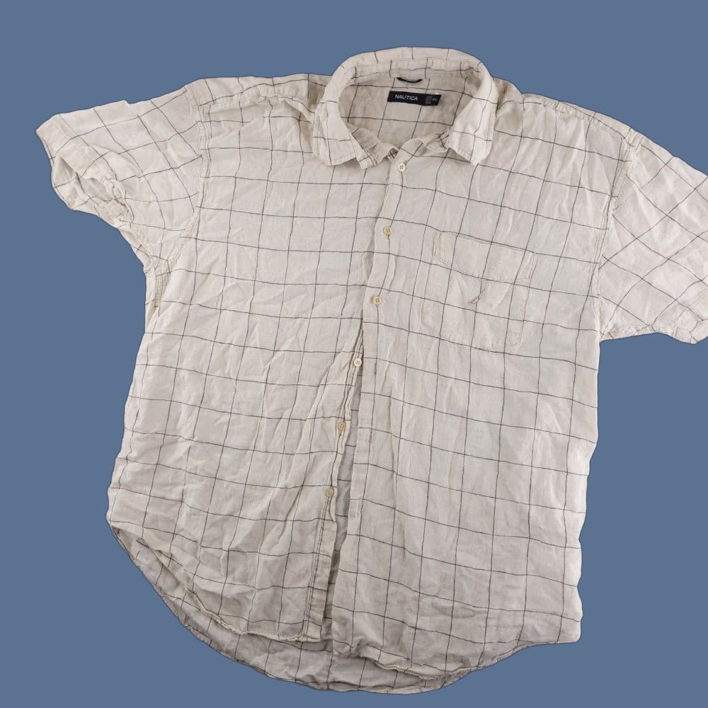 Nautica Nautica Shirt Mens 2XL Beige Linen Check Short Sleeve Button-Up Vintage No Size US XXL / EU 58 / 5 - 1 Thumbnail
