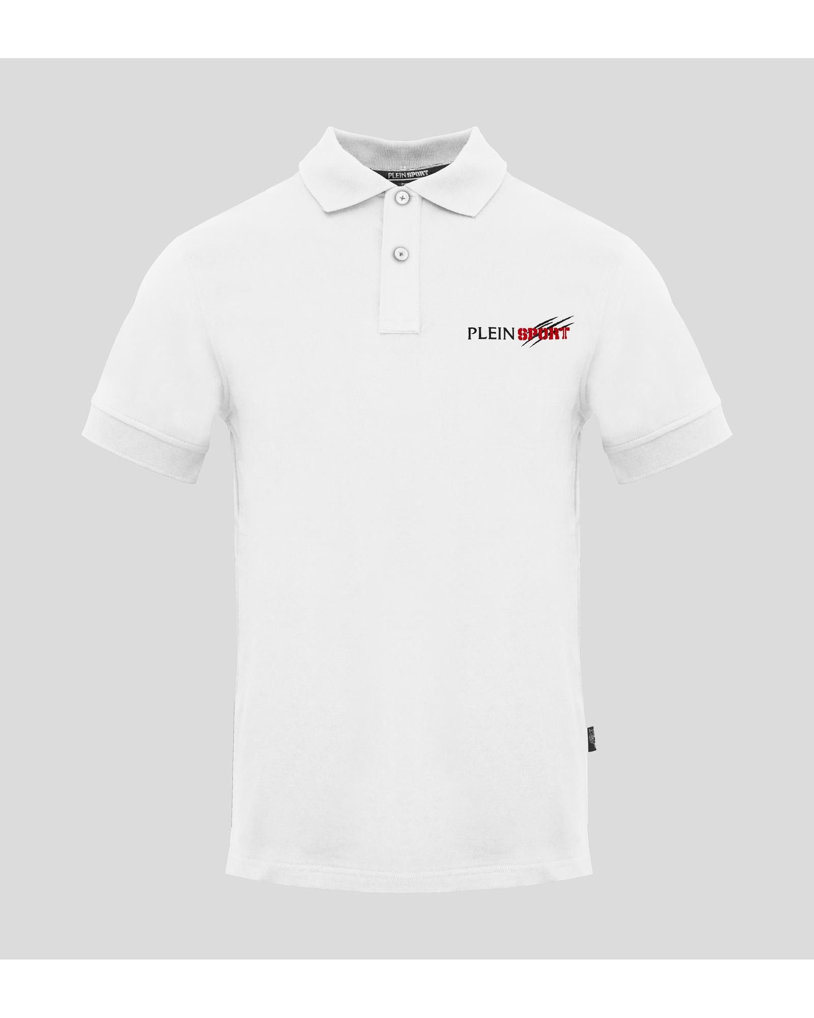 image of Philipp Plein Solid Cotton Polo Shirt With Button Fastening in White, Men's (Size Medium)