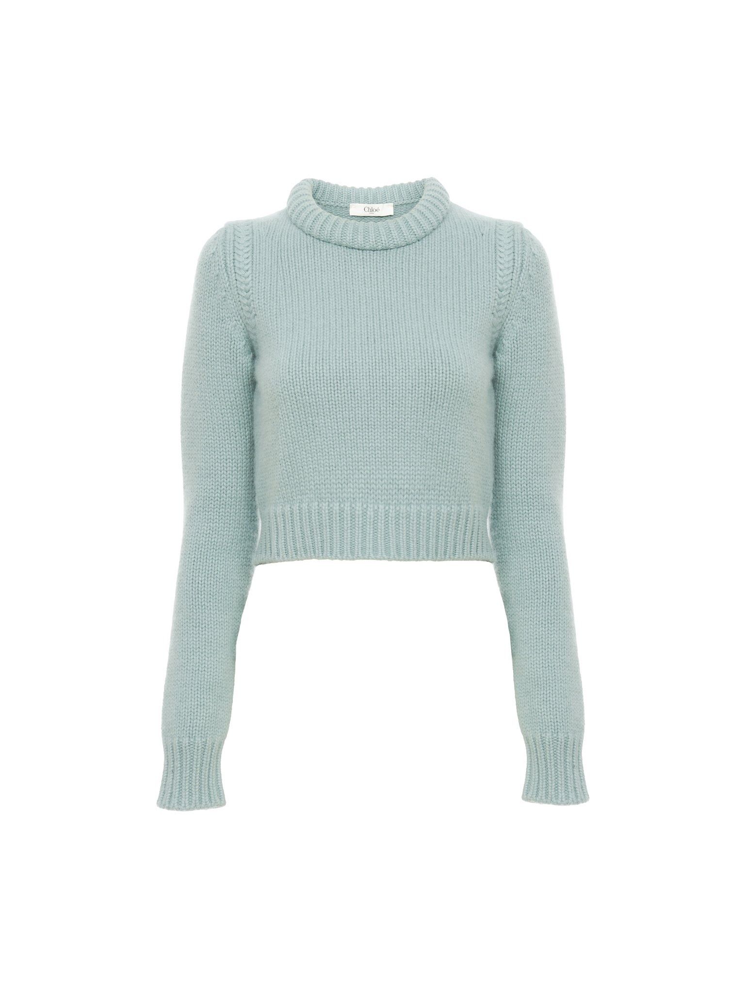 o1loc1c11025 Cropped Sweater in Aether Blue