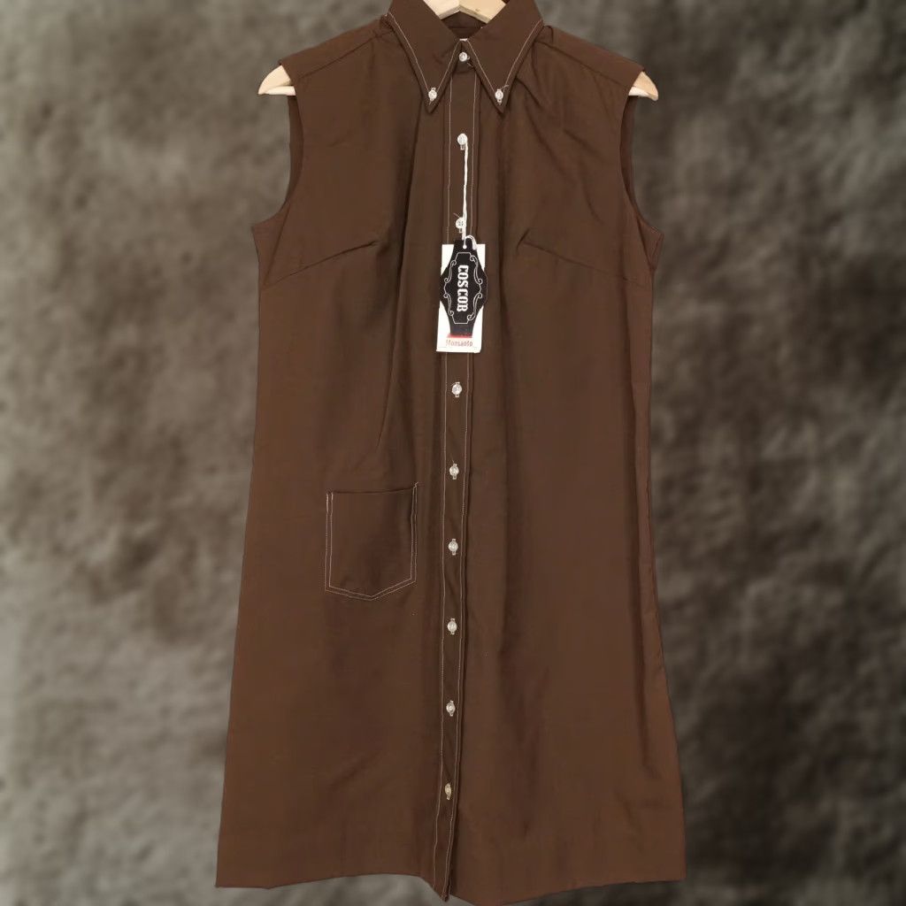 Cos VINTAGE Cos Cob Dress Shirt Dress Womens 13/14 Sleeveless Button Up Brown 70s Deadstock Size M / US 6-8 / IT 42-44 - 1 Thumbnail