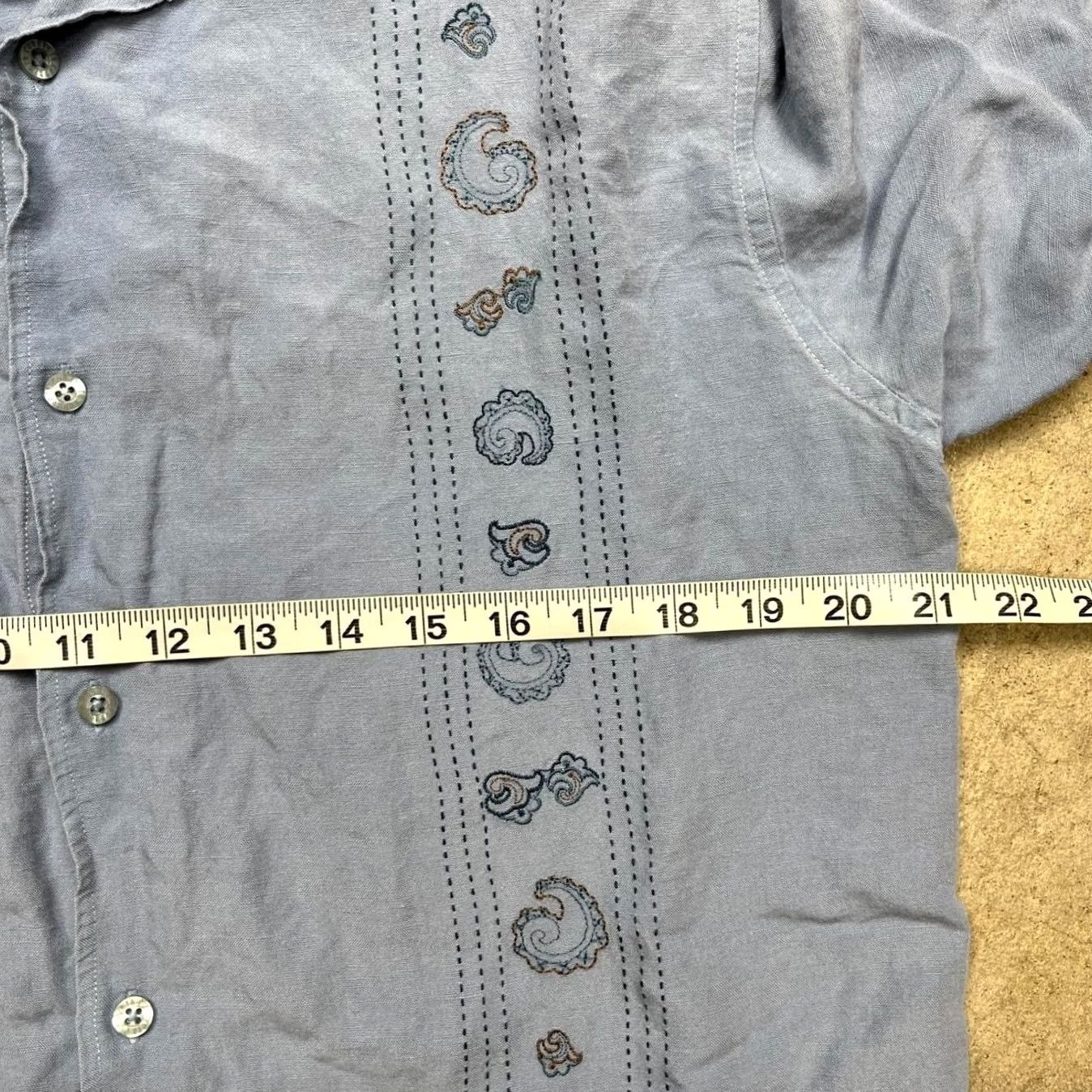 Cubavera Cubavera Button Up Linen Shirt - M - Blue - Regular - Stitching Size US M / EU 48-50 / 2 - 3 Thumbnail