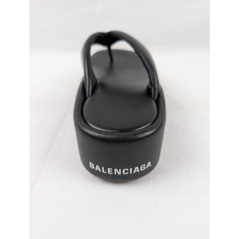 Balenciaga o1rshd1 Rise Thong Smooth Nappa/ Logo Slides in Black Size US 9 / IT 39 - 7 Thumbnail
