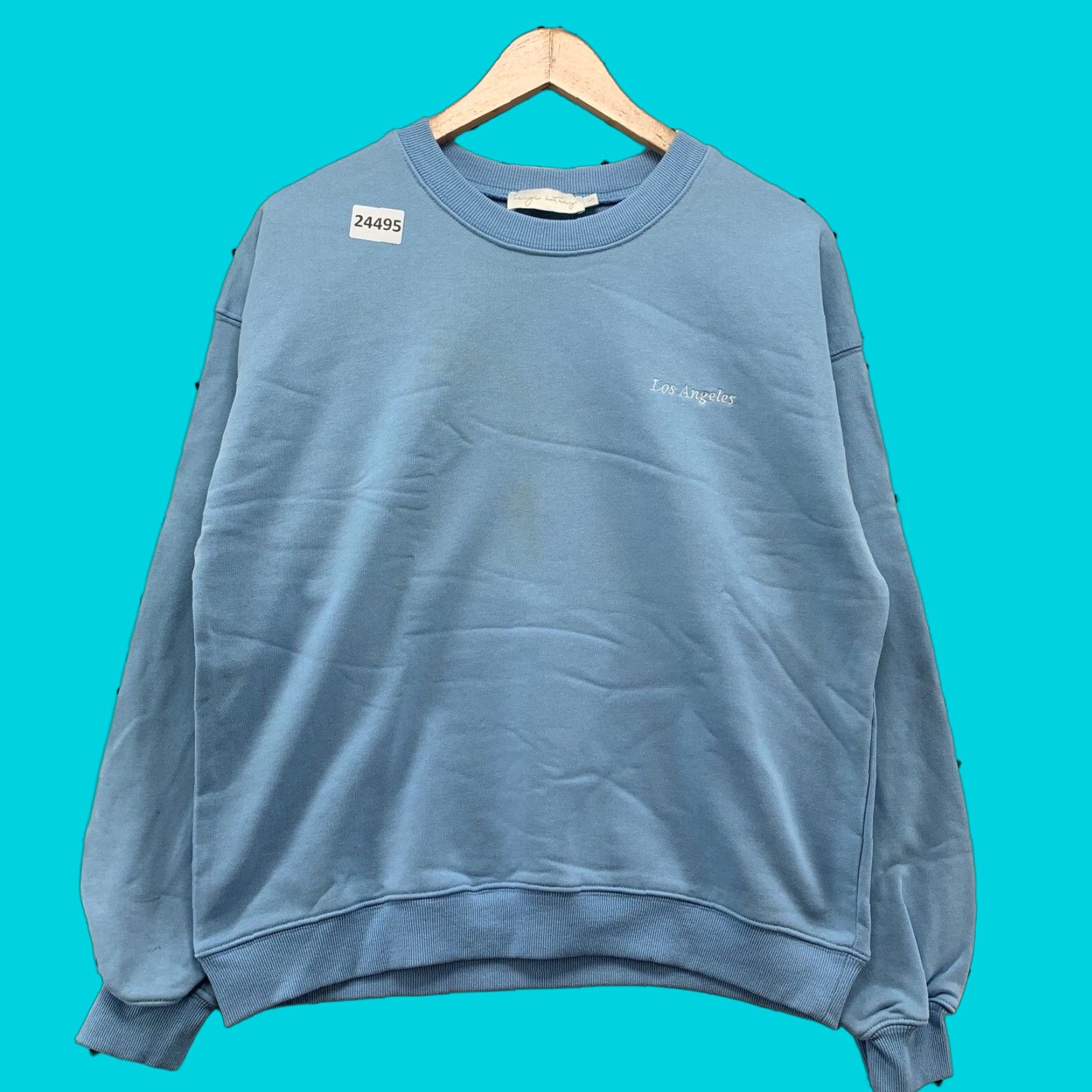 Vintage VINTAGE Beige Botany Crewneck Sweatshirt Los Angeles Womens S Sky Blue 23x23.5 Size S / US 4 / IT 40 - 1 Thumbnail